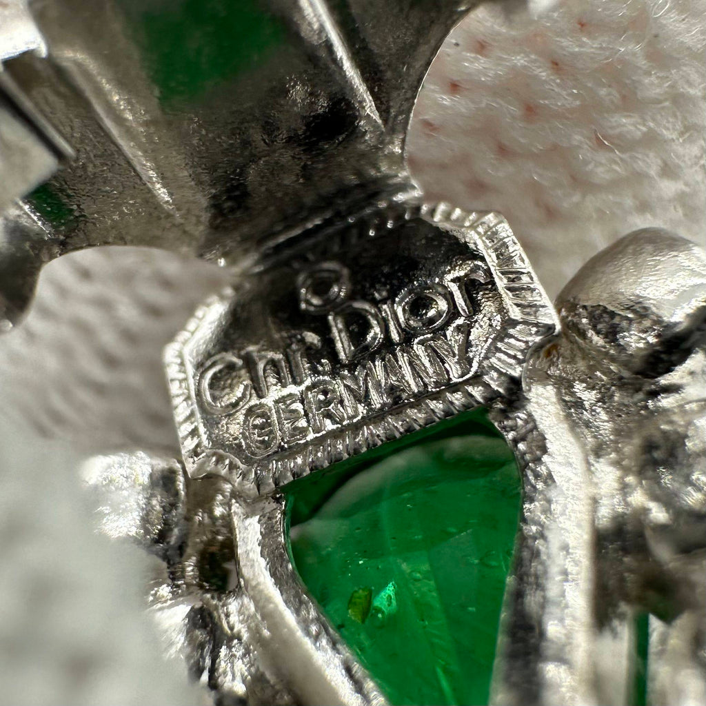 Christian Dior Emerald Green Clip-On Earrings Vintage