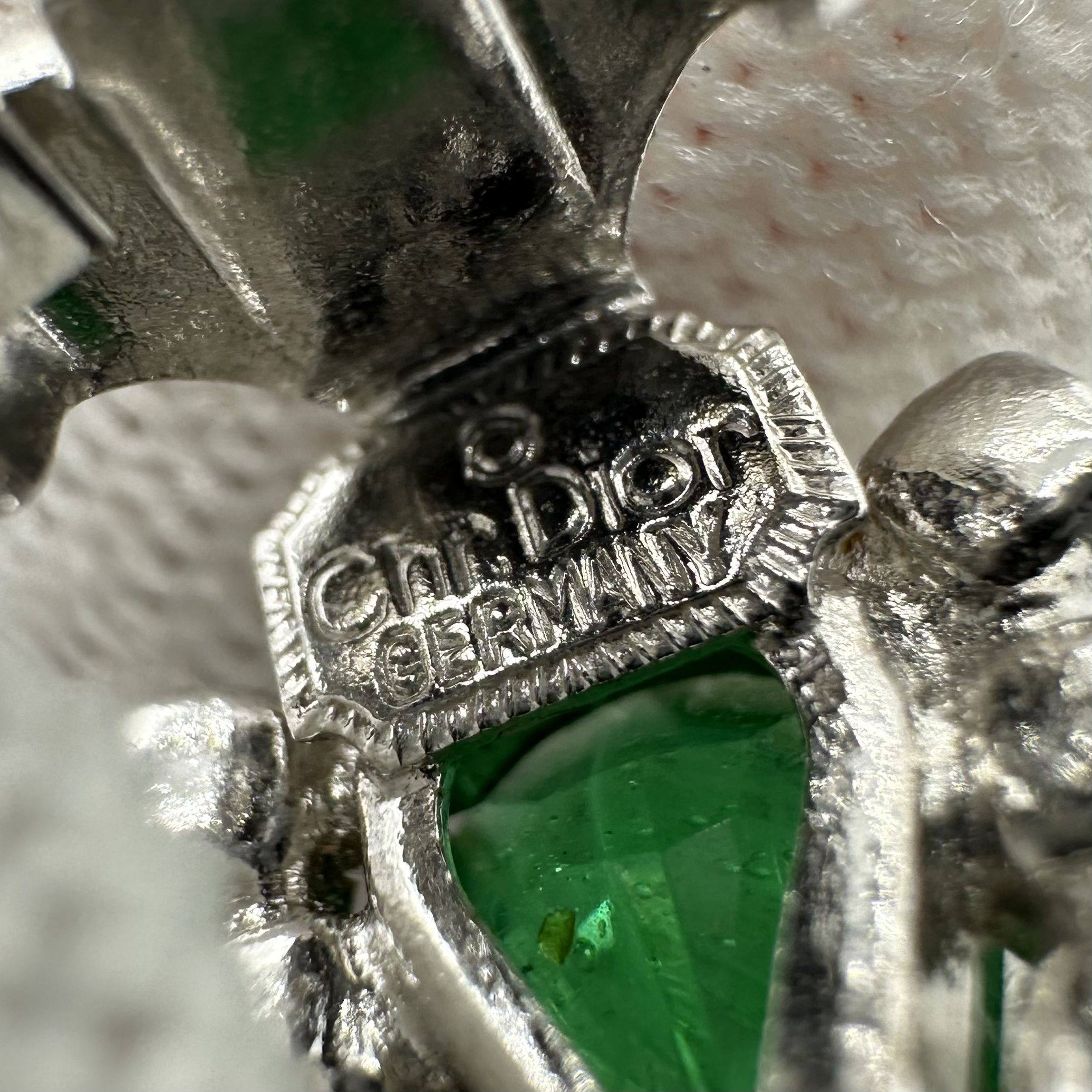 Christian Dior Emerald Green Clip-On Earrings Vintage