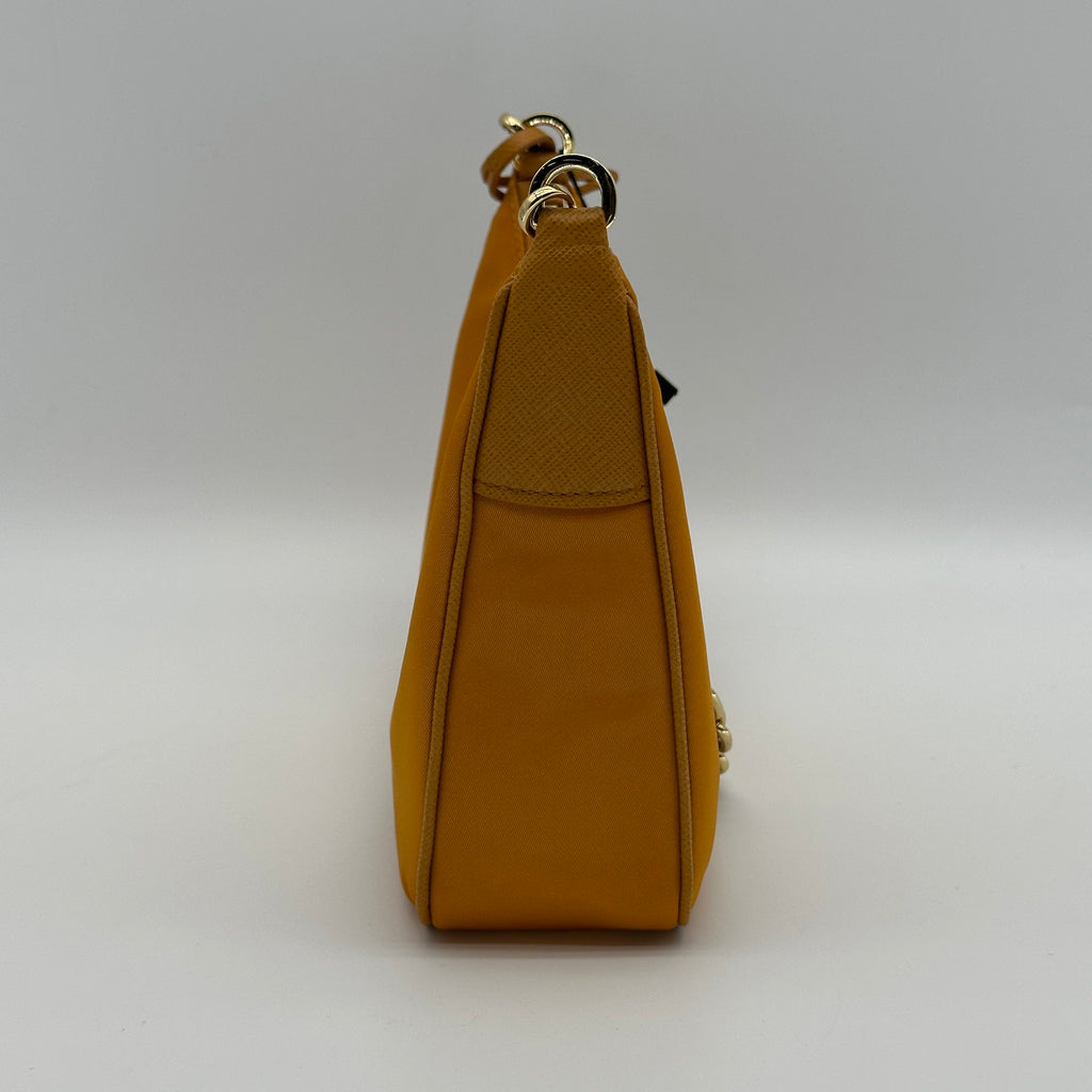 Prada Tessuto Nylon & Leather 2 Way Shoulder Bag Orange