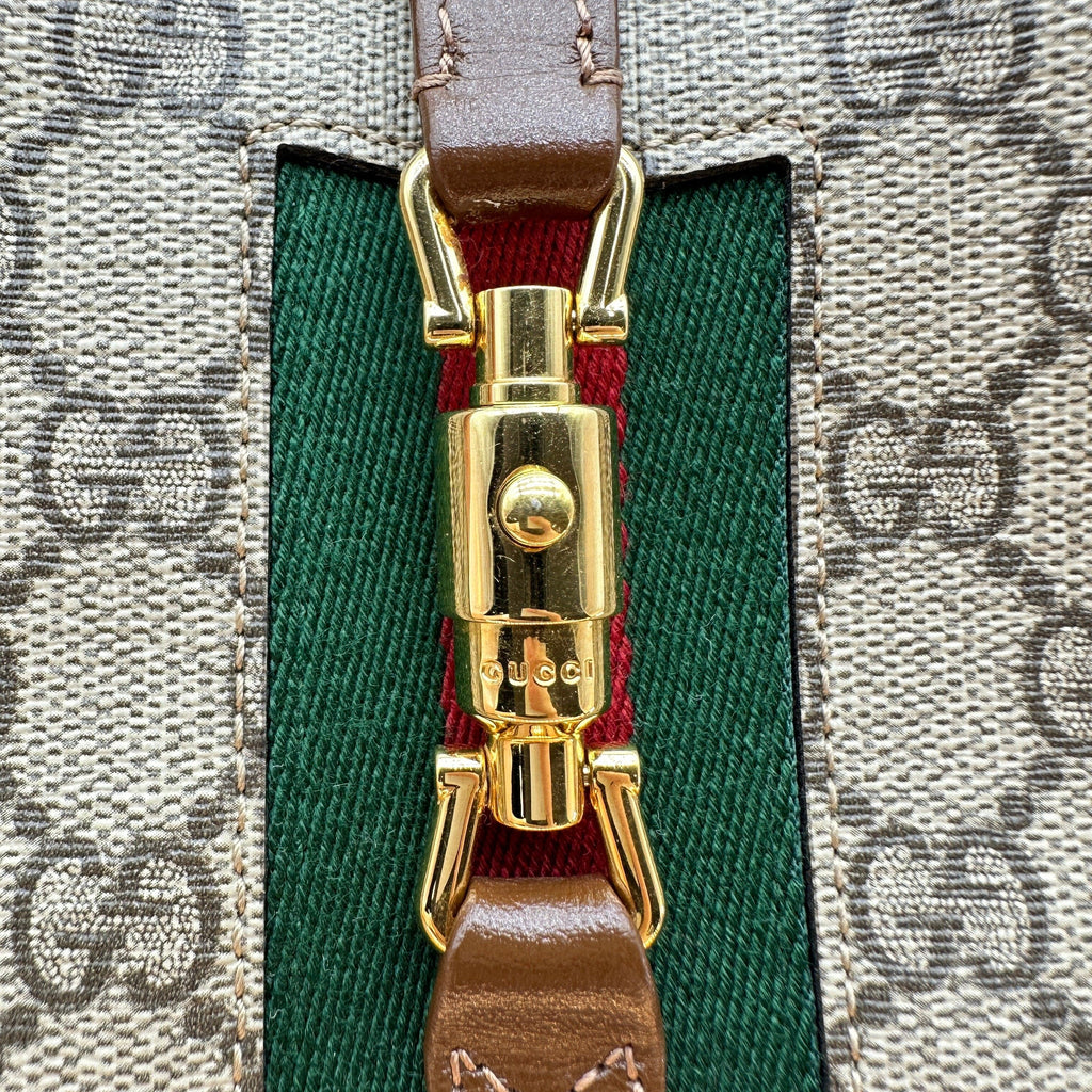Gucci GG Supreme Jackie 1961 PVC & leather Shoulder bag Beige×Brown 637092