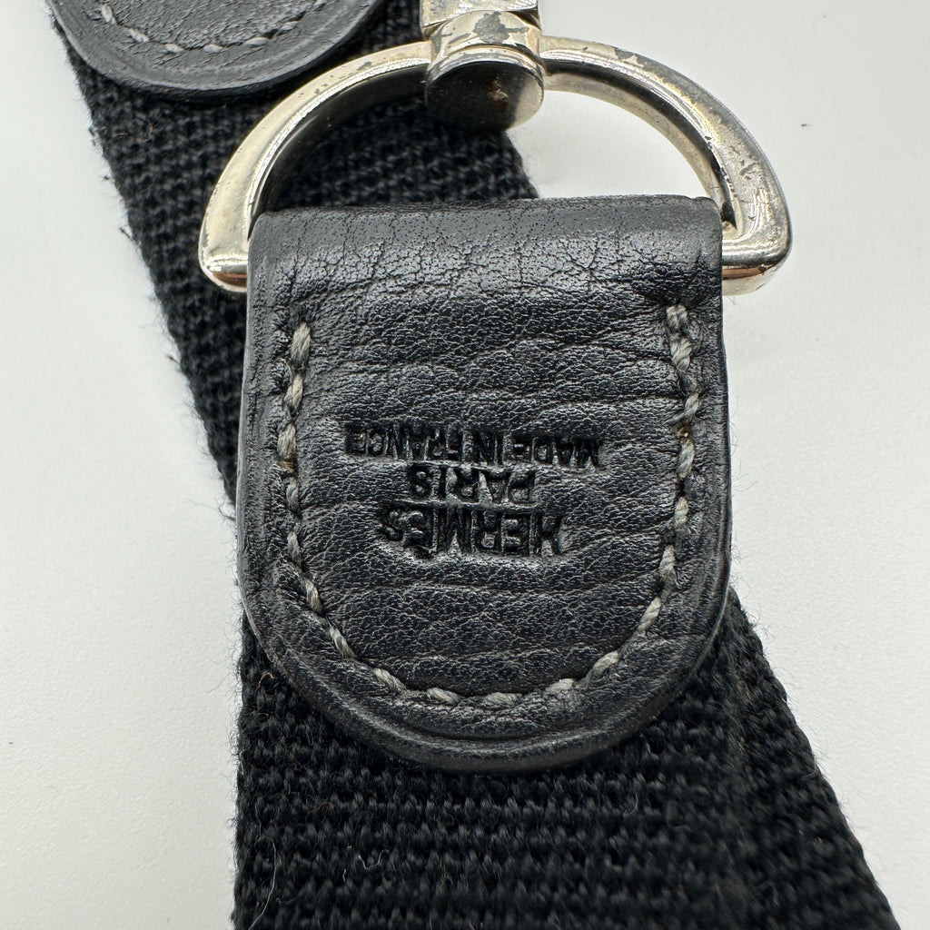 Hermes Garden Party TPM Black Canvas Leather Shoulder Bag