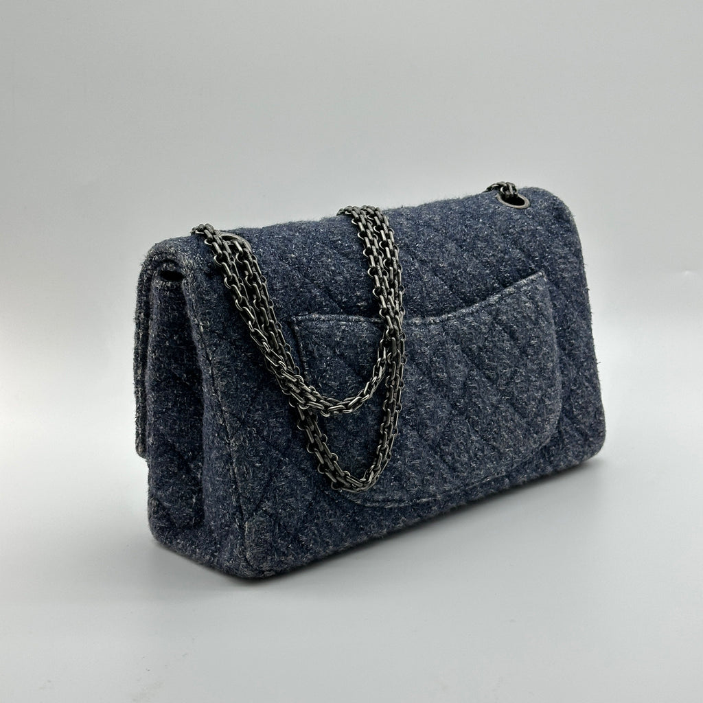 Chanel Quilted Denim Blue Chain Shoulder Bag