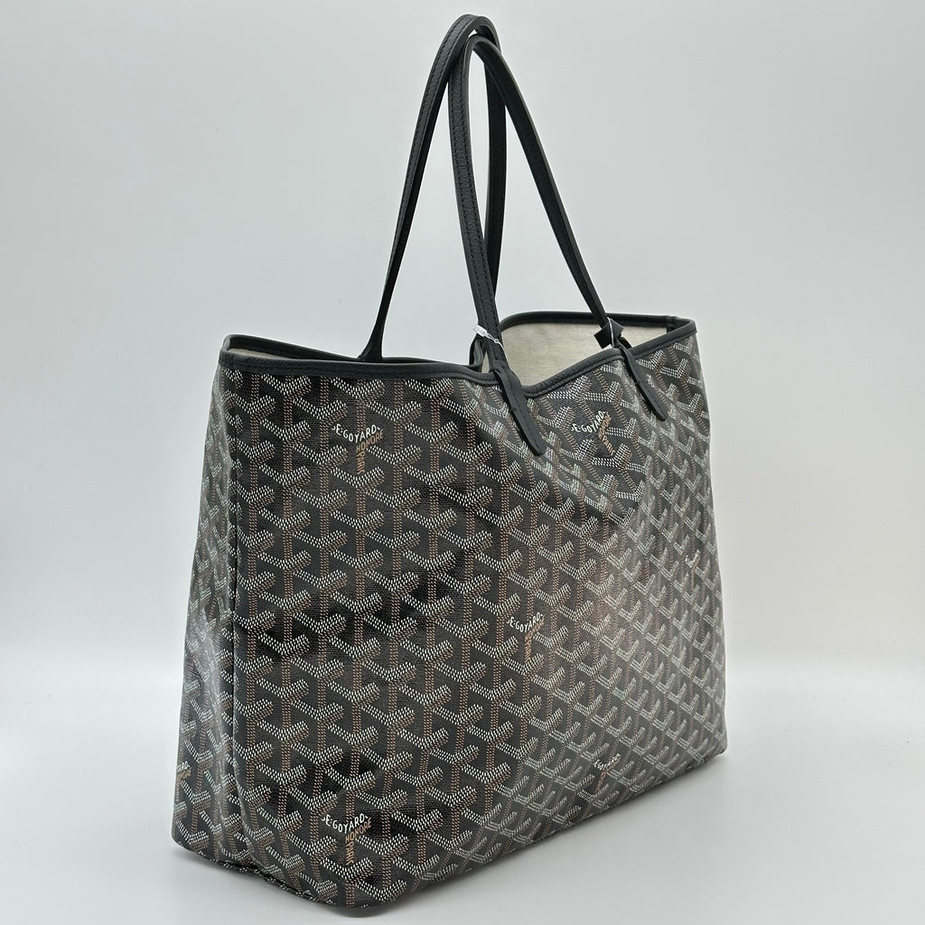 Goyard Saint Louis PM 手提包黑色 Monogram 帆布 PVC 皮革单肩购物袋