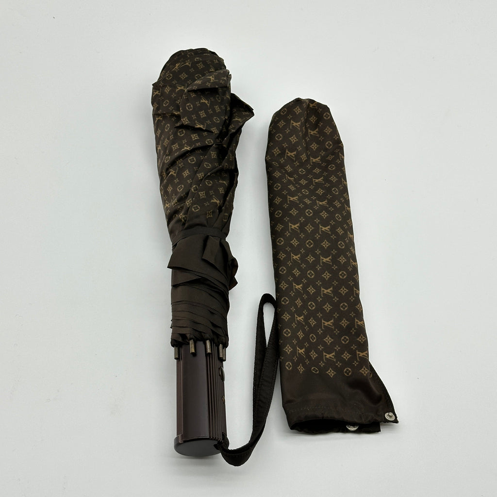 Louis Vuitton M70123 Para Plus ONDAY Folding umbrella Polyester Brown Scratched Wears Losing luster Marked Discoloration Frayed