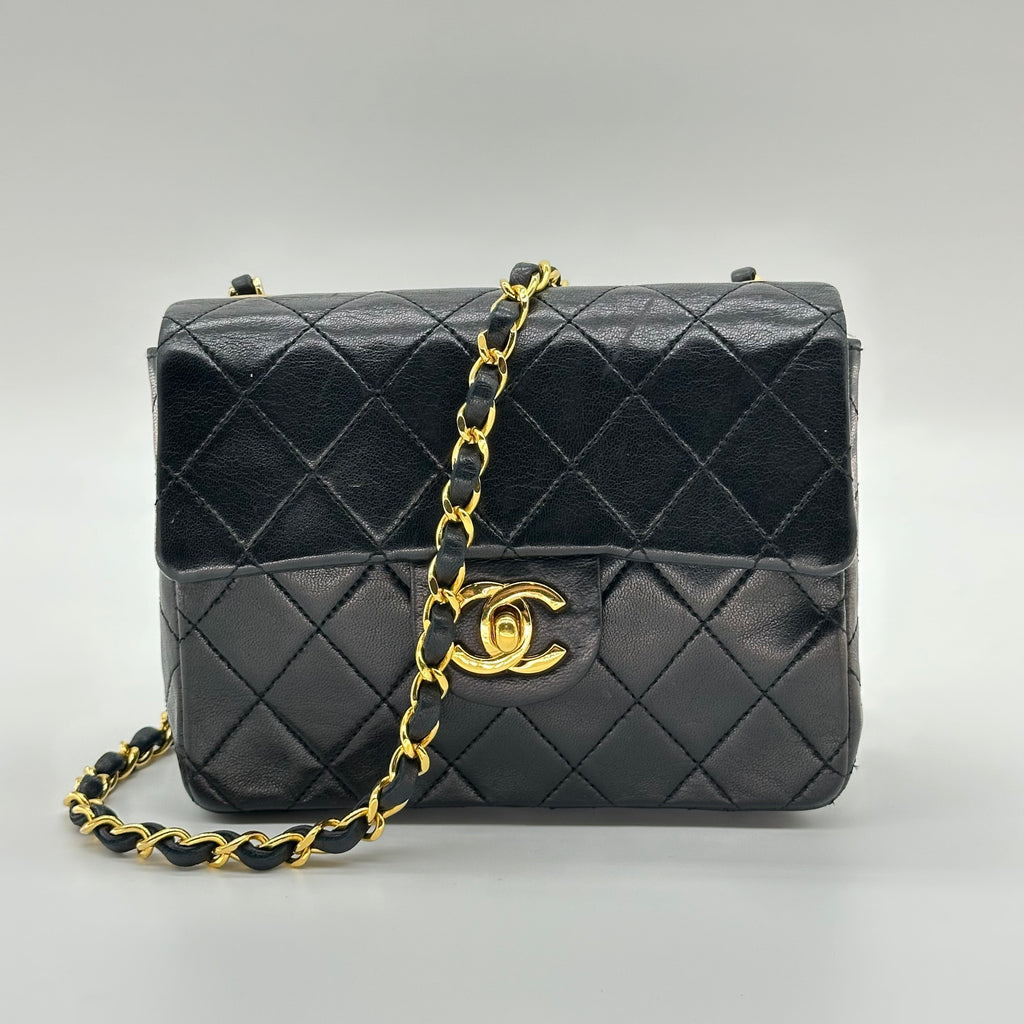 Chanel Matelasse Mini Chain Shoulder Bag Coco Mark Gold Hardware Black 0 Series