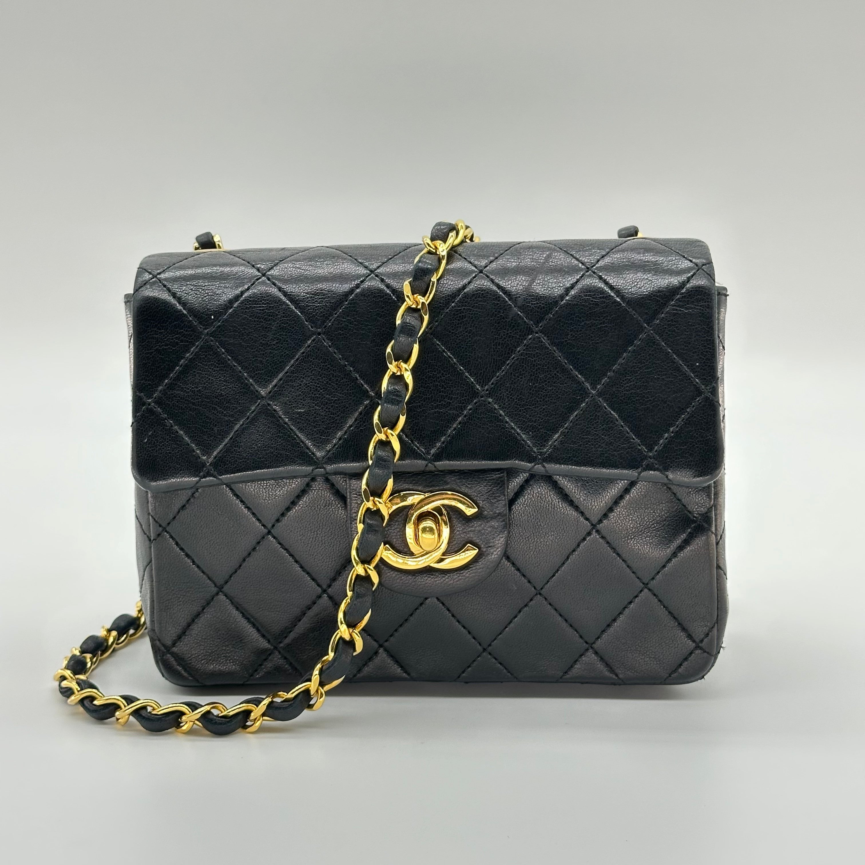 Chanel Matelasse Mini Chain Shoulder Bag Coco Mark Gold Hardware Black 0 Series