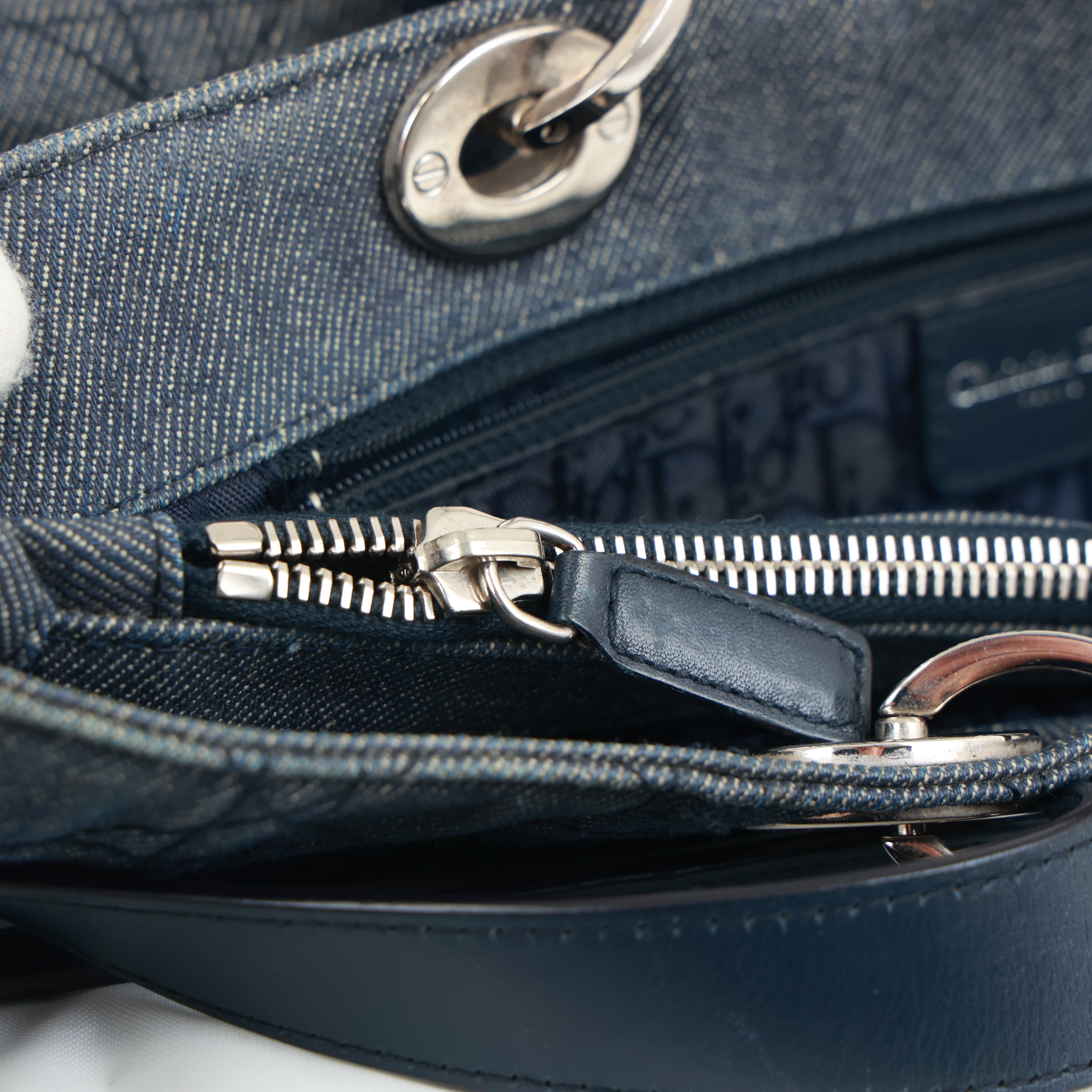 Christian Dior Denim Cannage Tote Bag Shoulder Bag