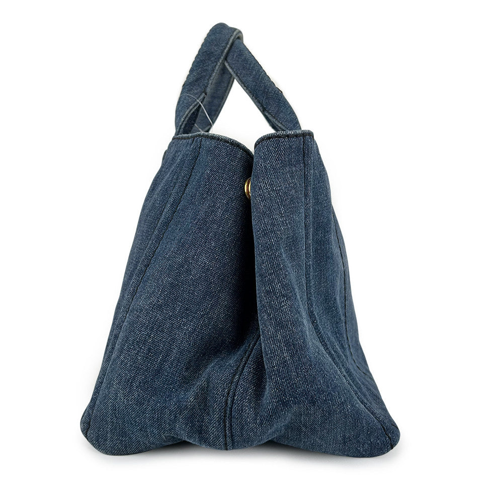 Prada Classic Denim Beach Tote Bag Large Capacity Handbag