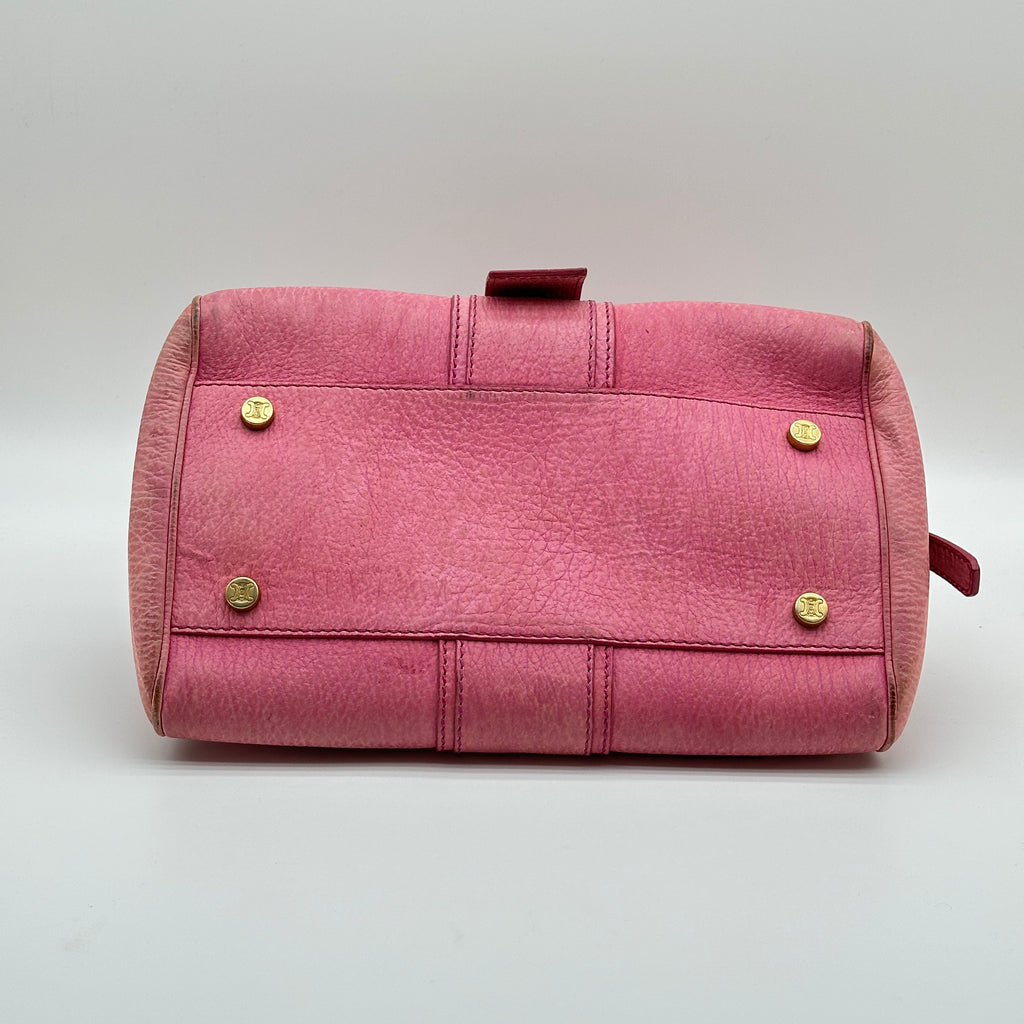 Celine Grained Leather Buckle Detail Pink Handbag