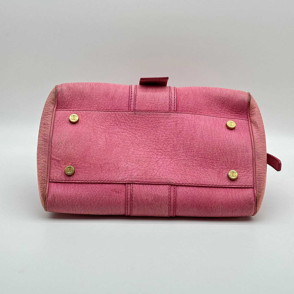 Celine Grained Leather Buckle Detail Pink Handbag