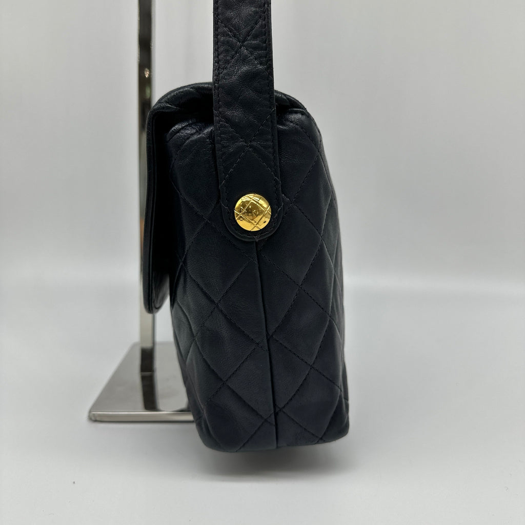 Chanel Quilted Lambskin Vintage Coco Black Shoulder Bag