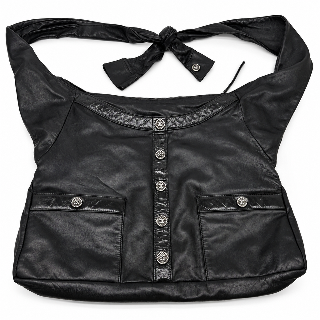Chanel Lambskin Large Black Hobo Shoulder Bag