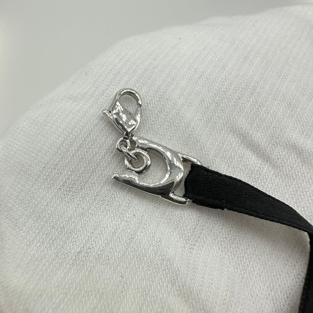 Christian Dior Logo Metal Tag Bracelet Black Silver