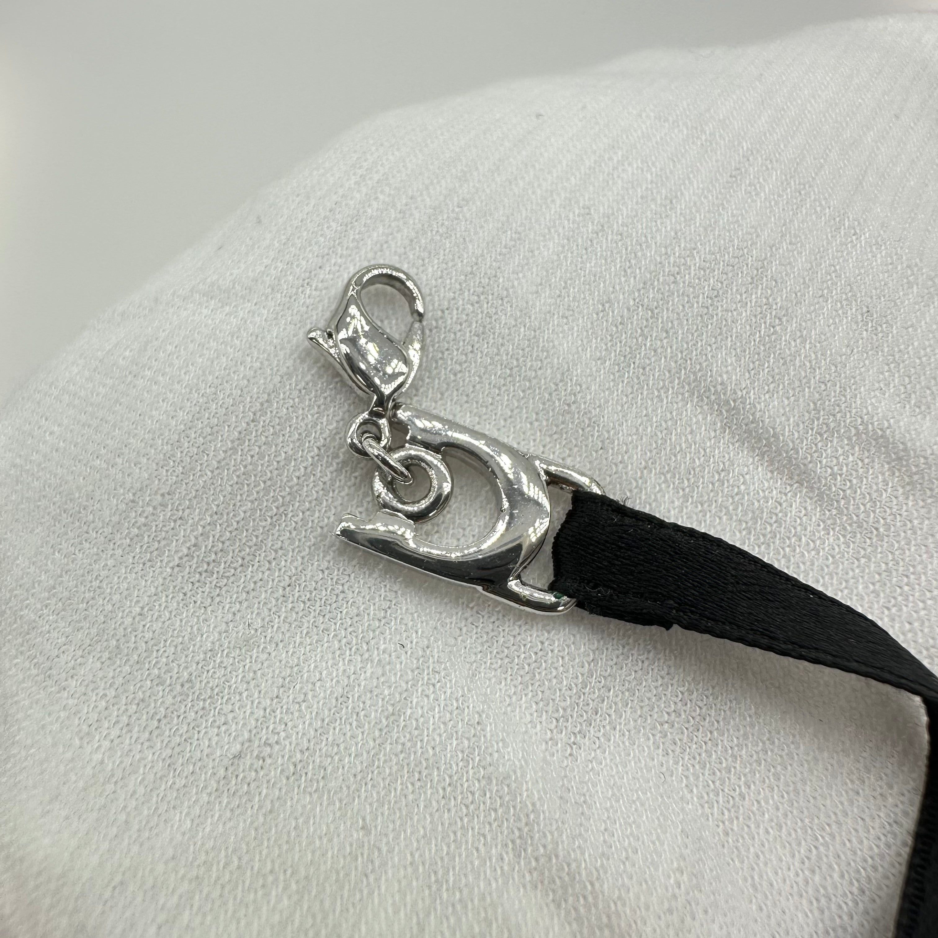 Christian Dior Logo Metal Tag Bracelet Black Silver