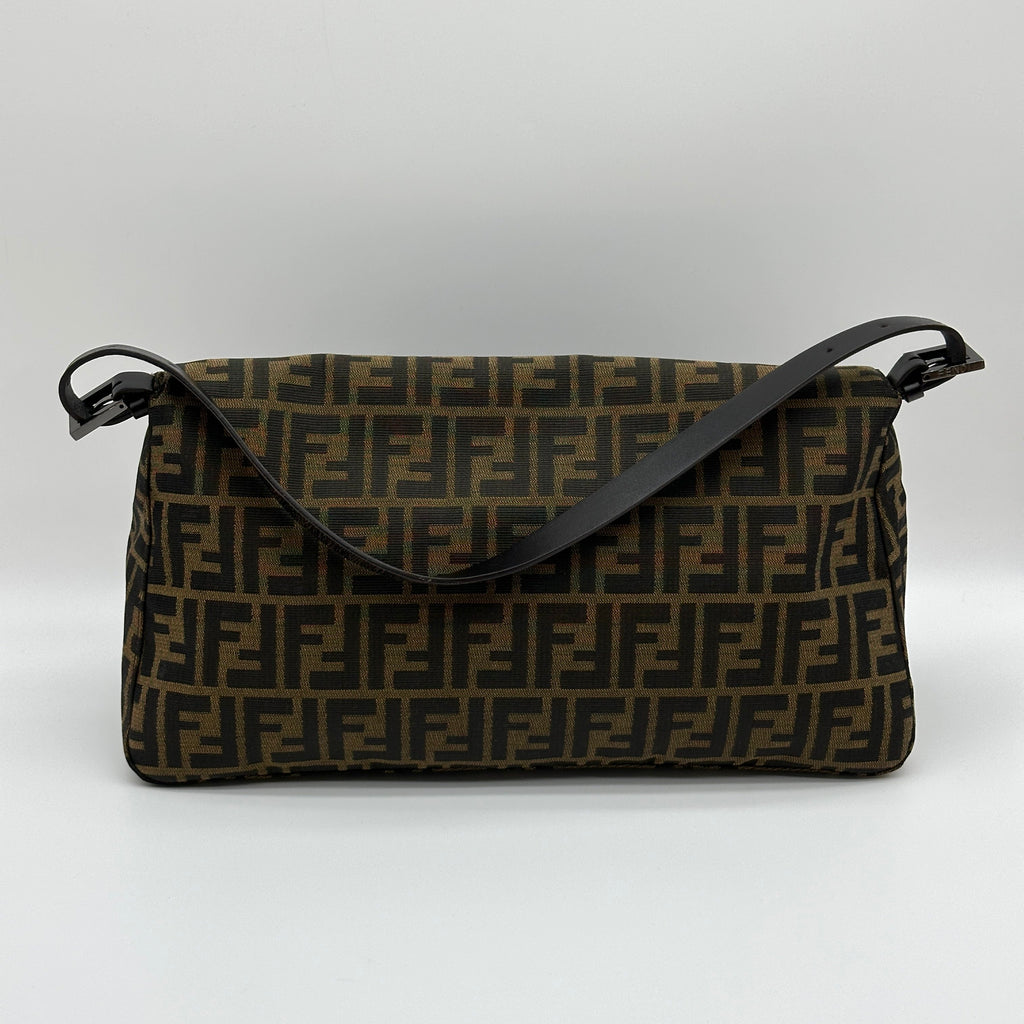 Fendi Zucca Canvas Mamma Baguette Medium Brown Shoulder Bag