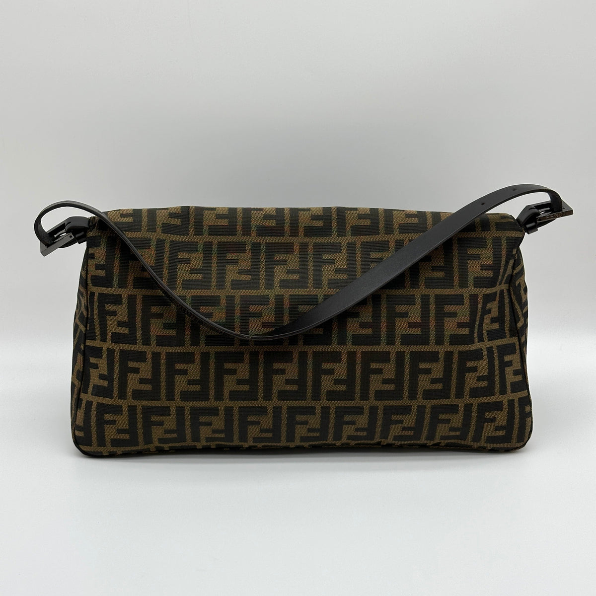 Fendi Zucca Canvas Mamma Baguette Medium Brown Shoulder Bag