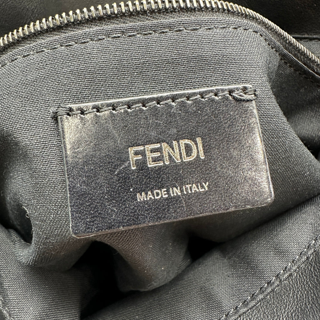 fendi zucca mamma baguette canvas leather 2 way shoulder bag black