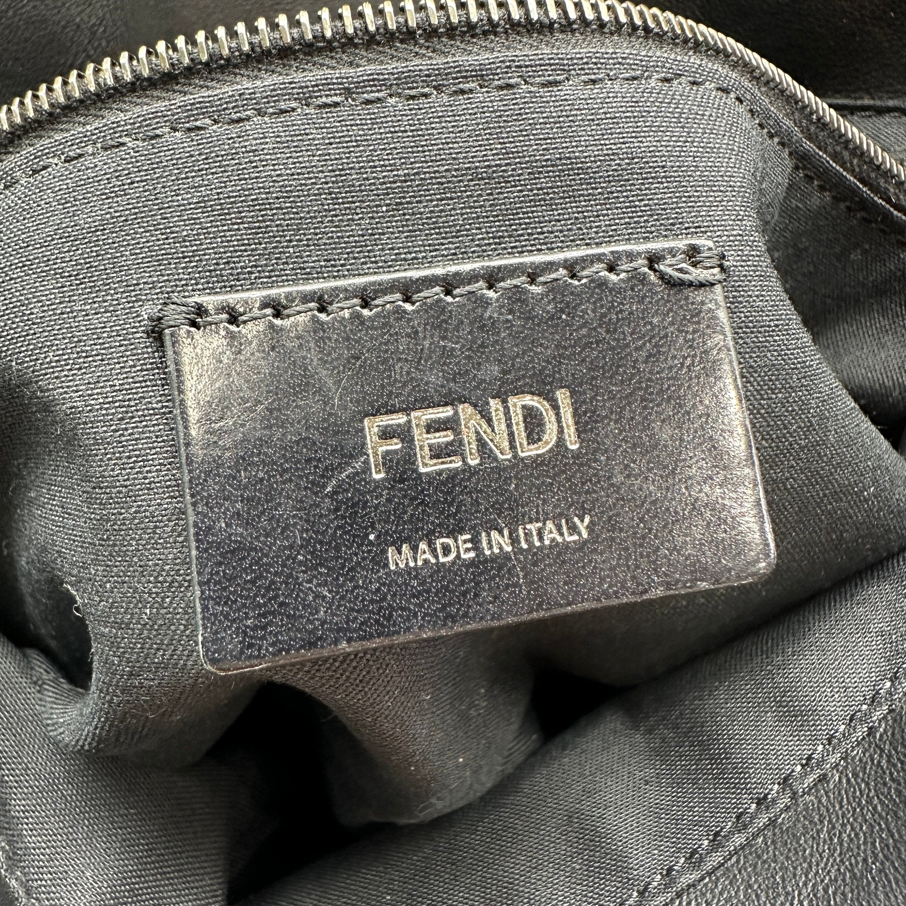 fendi zucca mamma baguette canvas leather 2 way shoulder bag black