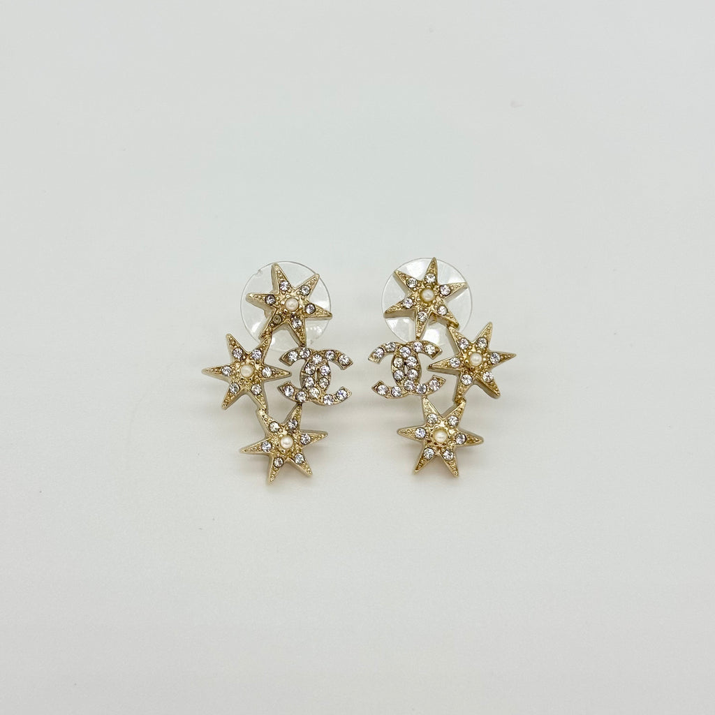 Chanel Crystal-Embellished Star Stud Earrings