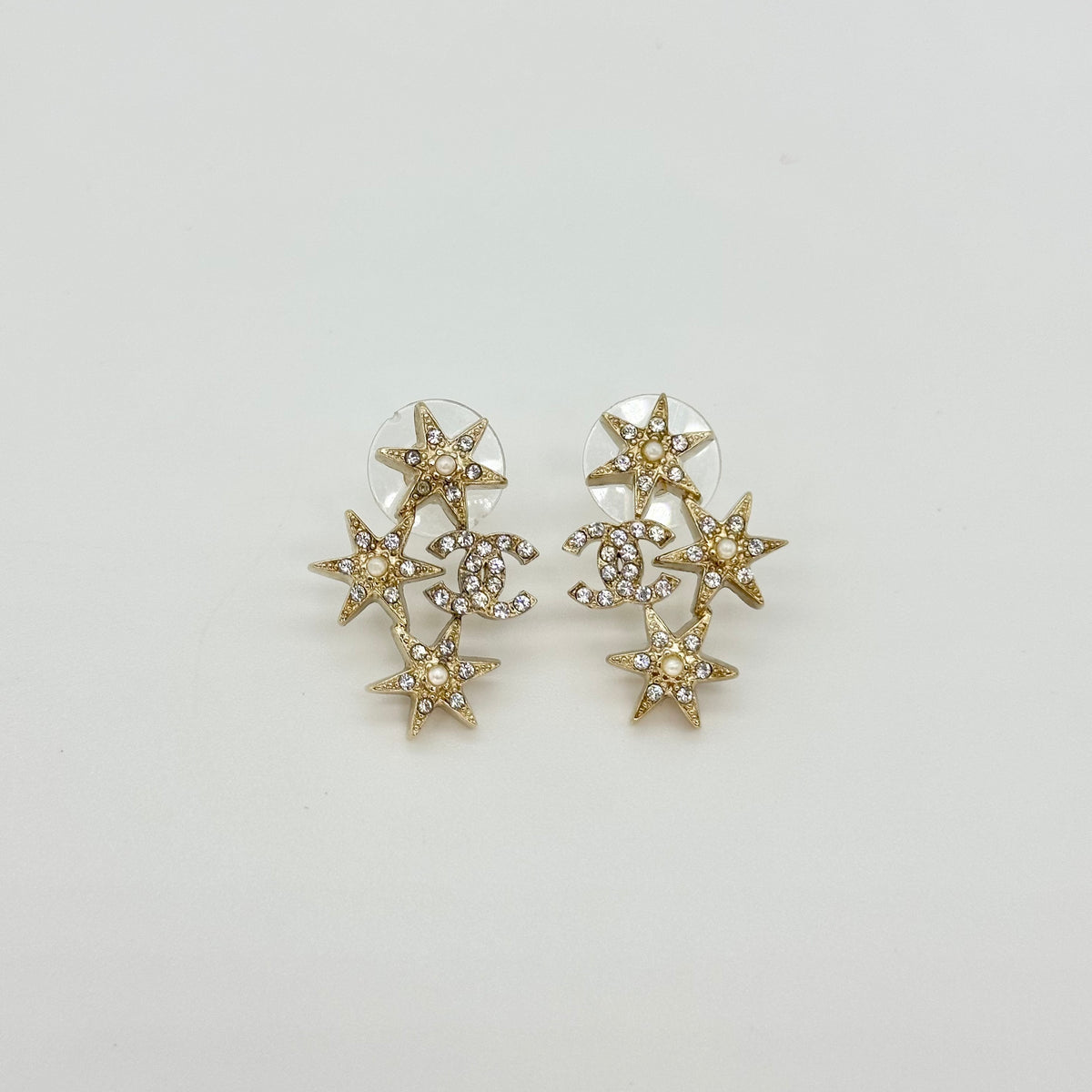 Chanel Crystal-Embellished Star Stud Earrings