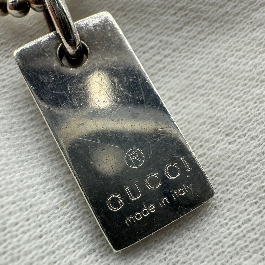 Gucci Silver Plate Ball Chain Bracelet Logo Bracelet
