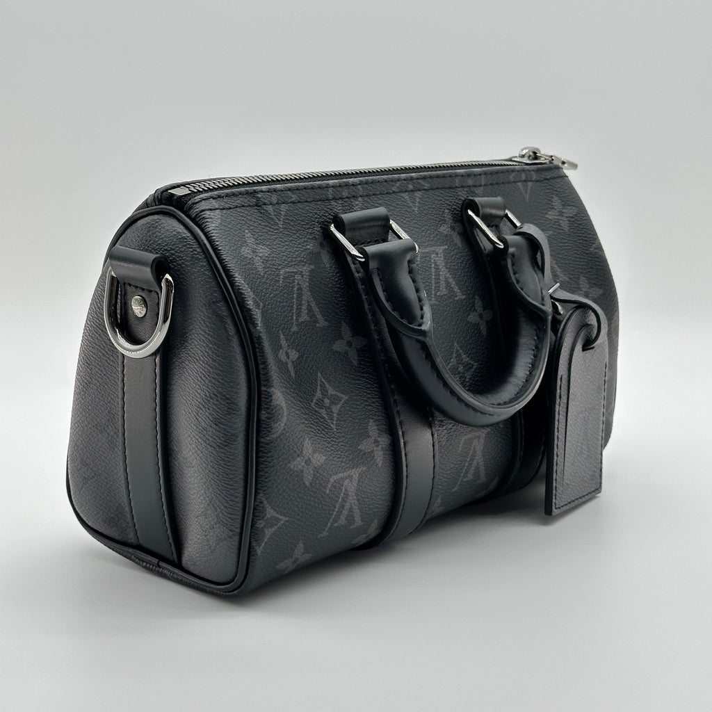LOUIS VUITTON 2way M46271 IC chip Black Grey Keepall Bandouliere 25	Monogram Eclipse