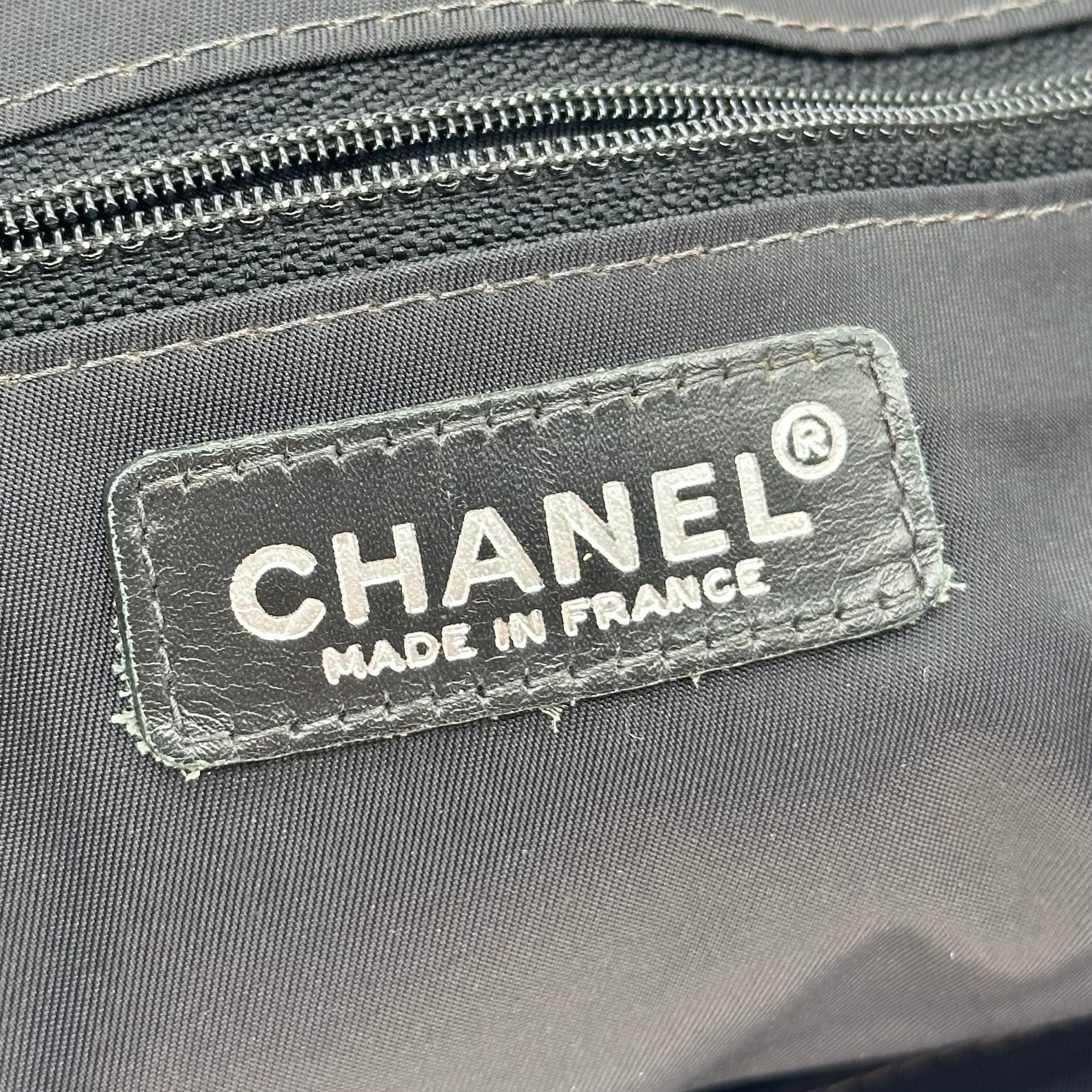 CHANEL Tote Bag leather Nylon canvas Black 6 series