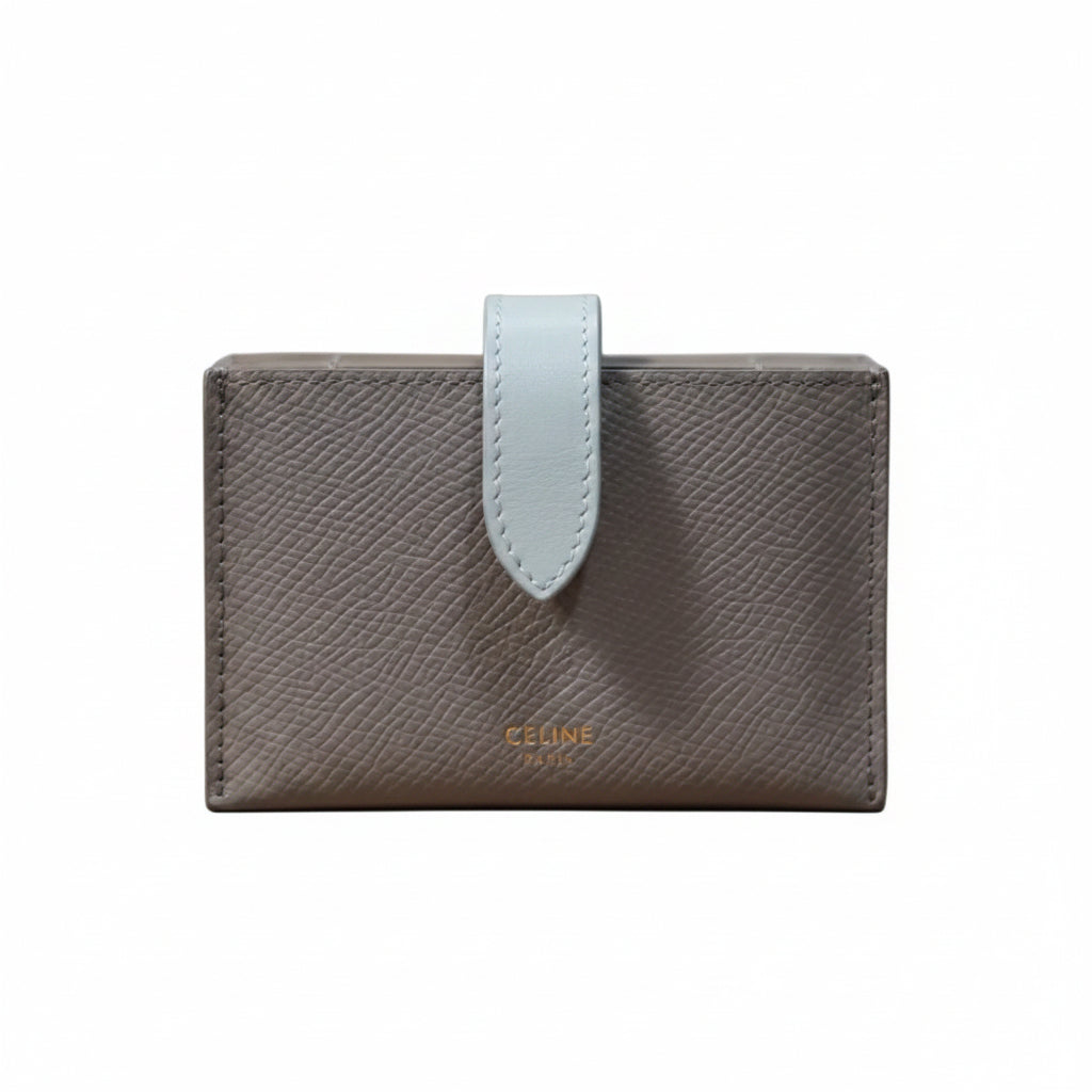 Celine Grey Calfskin Leather Accordion Card Holder Wallet