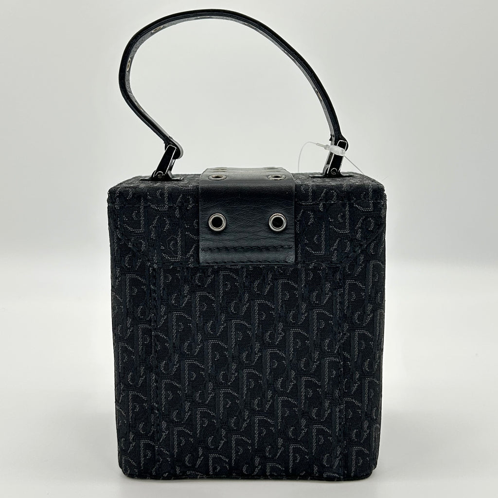 Christian Dior Trotter Monogram Vanity Bag Black Canvas Top Handle Bag Vintage