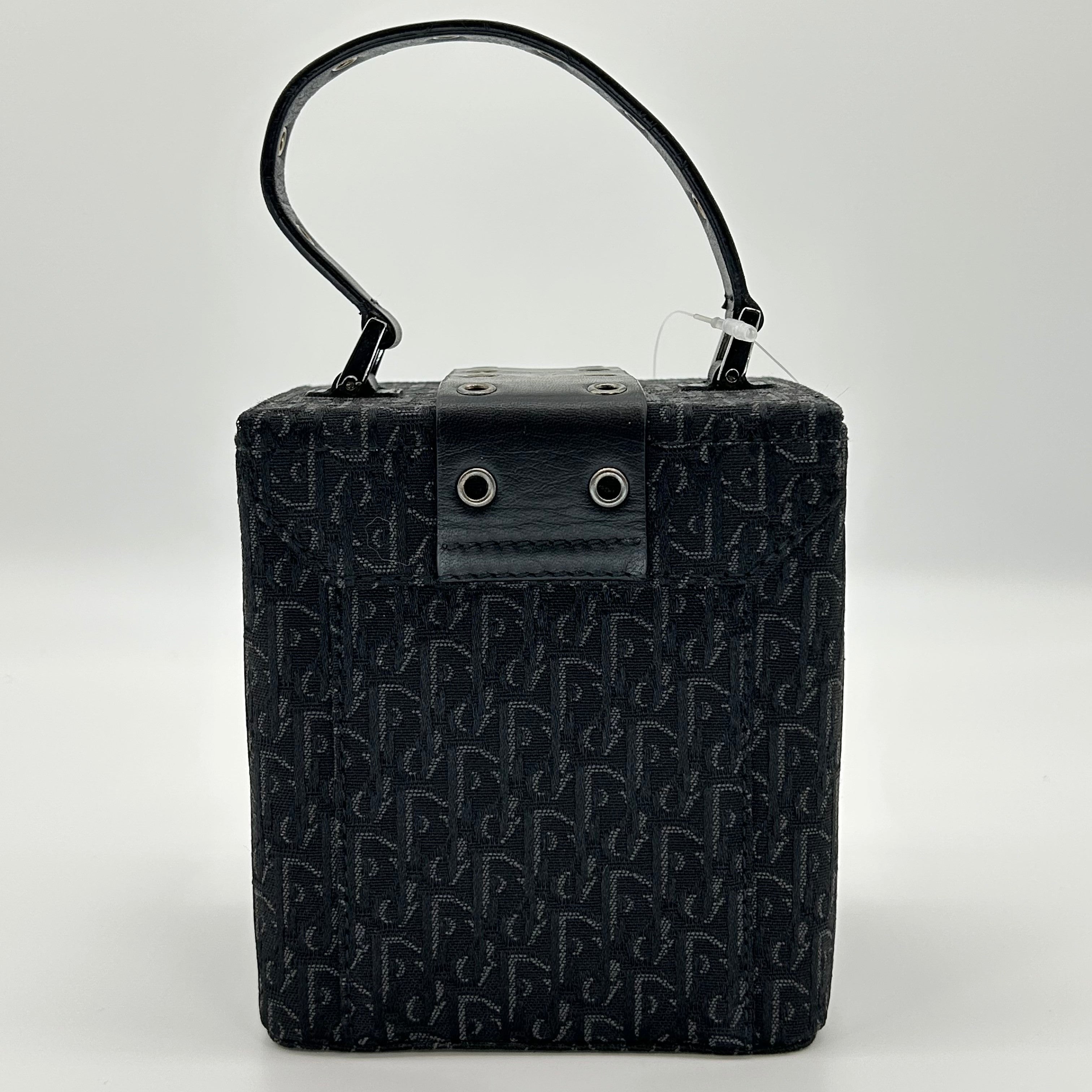 Christian Dior Trotter Monogram Vanity Bag Black Canvas Top Handle Bag Vintage