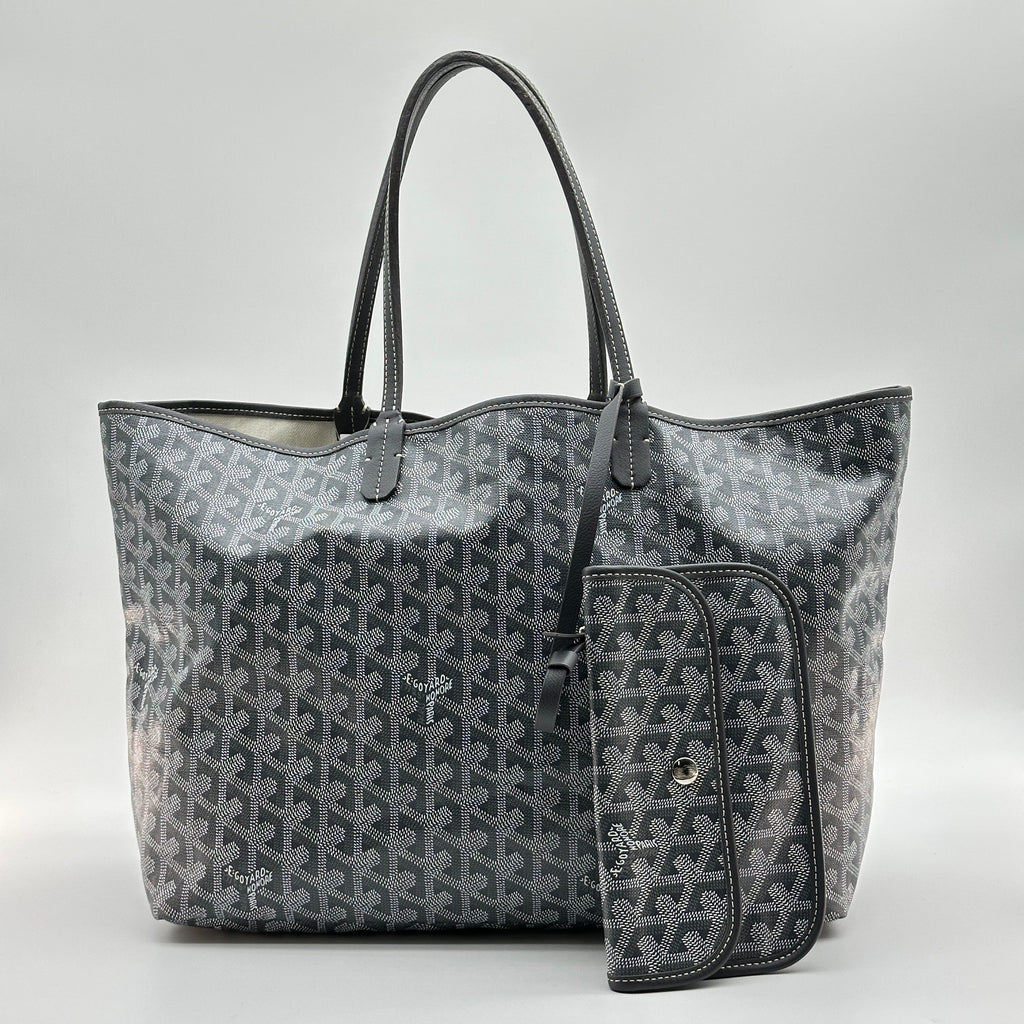 Goyard PVC Leather Saint Louis PM Grey Tote Bag