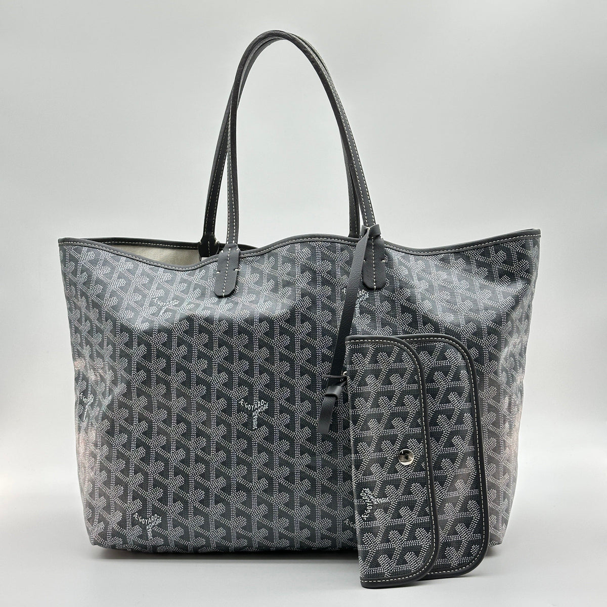 Goyard PVC Leather Saint Louis PM Grey Tote Bag