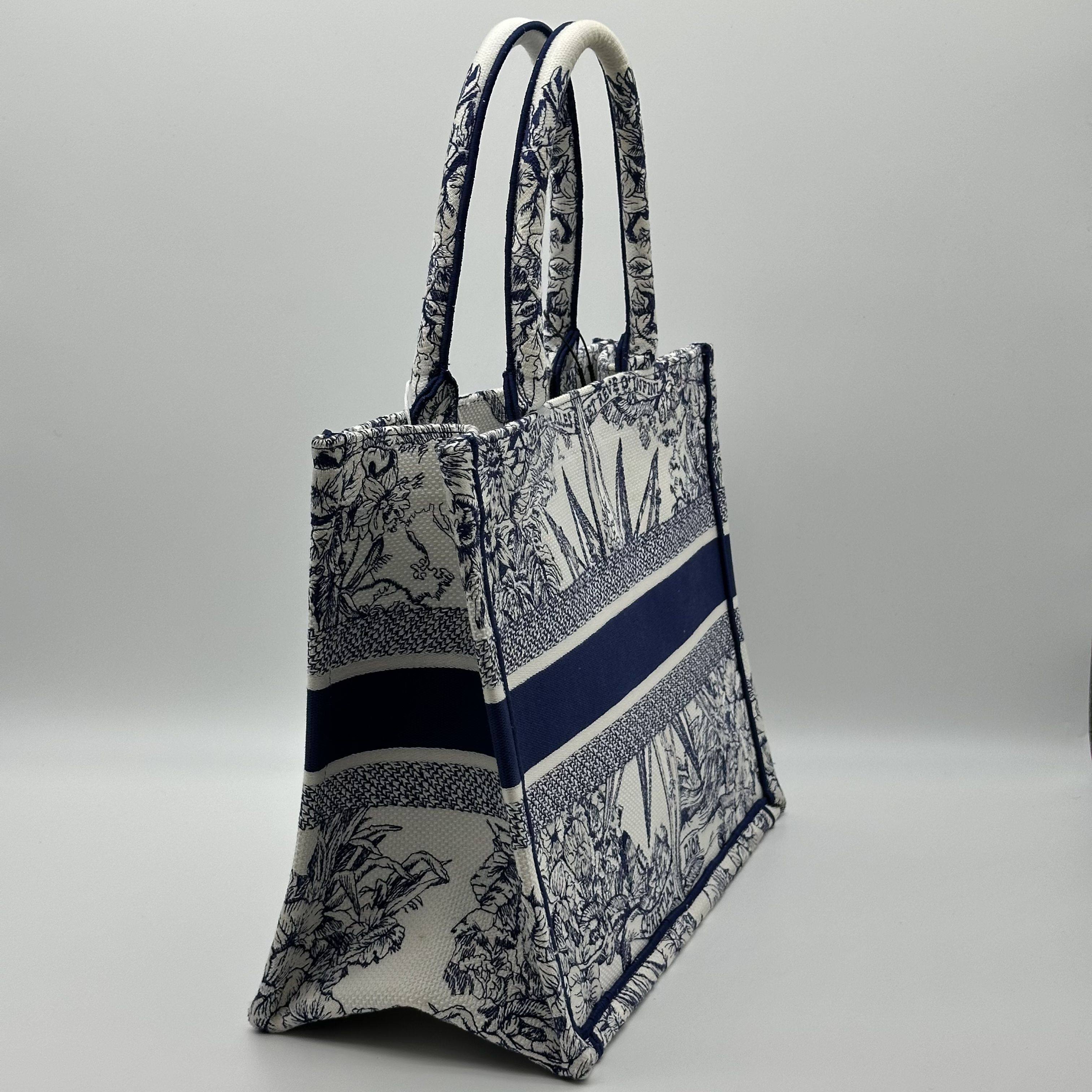 Christian Dior Bicolor Reve d'Infini Embroidery Book Tote Medium Bag