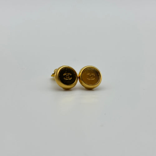 Chanel 99A Gold Coco Mark Round Clip-On Earrings
