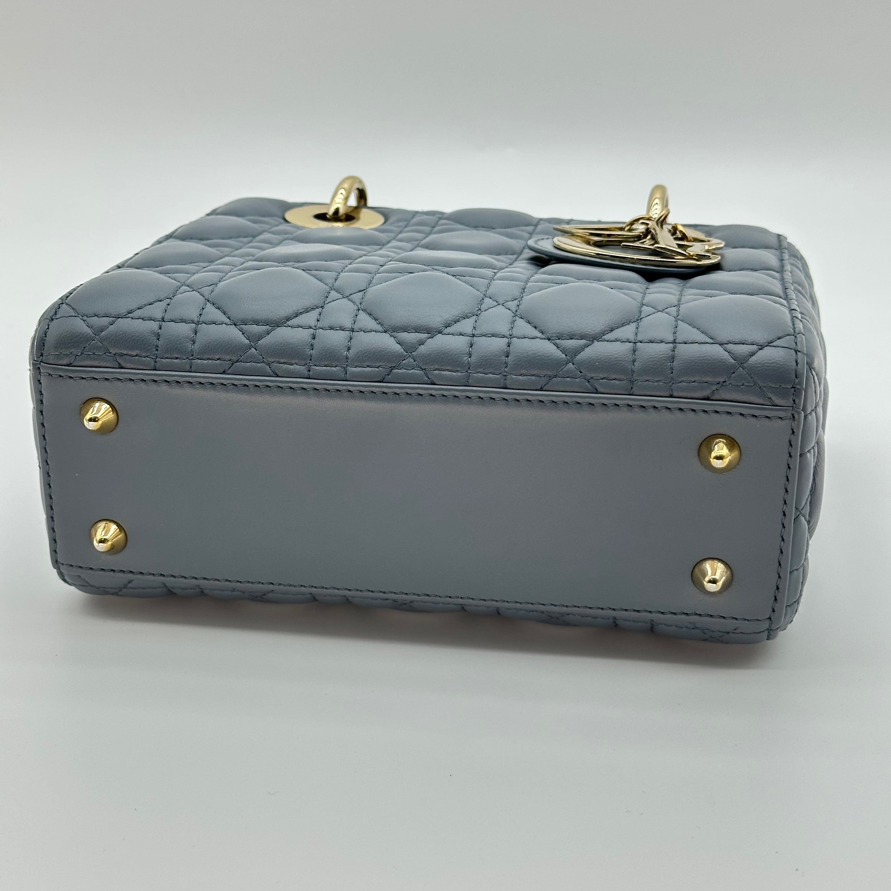 Christian Dior Lambskin Small My ABCDior Lady Dior Grey