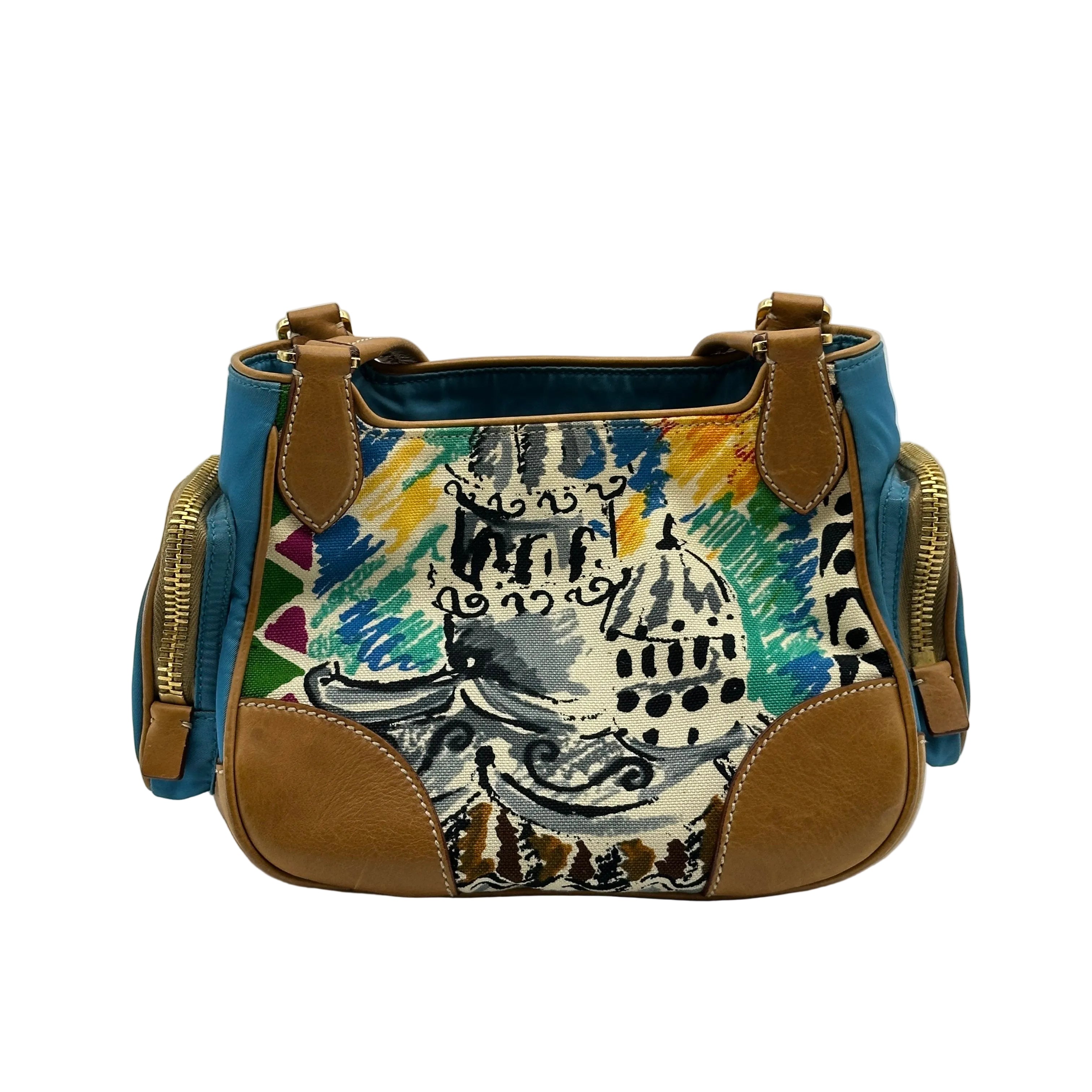 prada cloth mini bag multicolor printed canvas