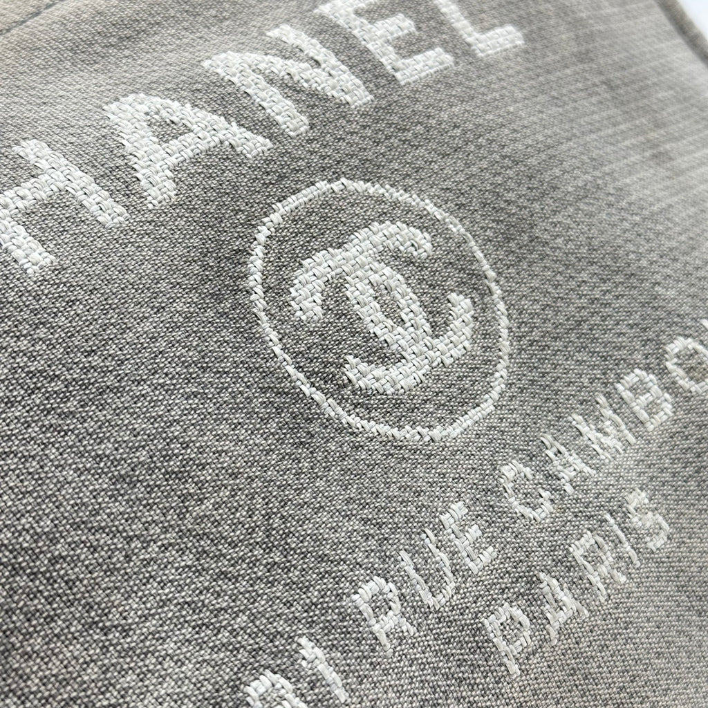 Chanel Deauville Denim leather Tote Bag Canvas Gray Silver