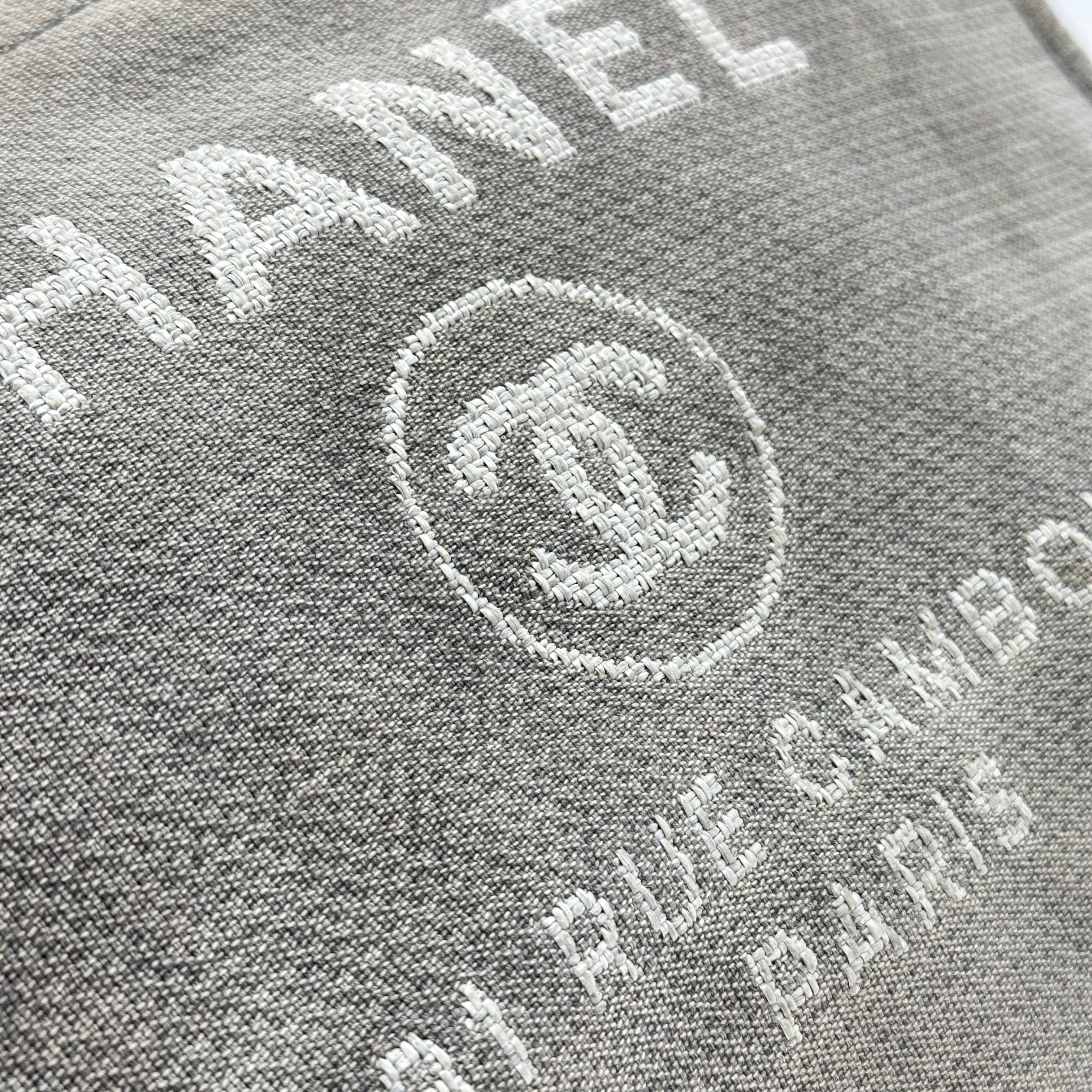 Chanel Deauville Denim leather Tote Bag Canvas Gray Silver