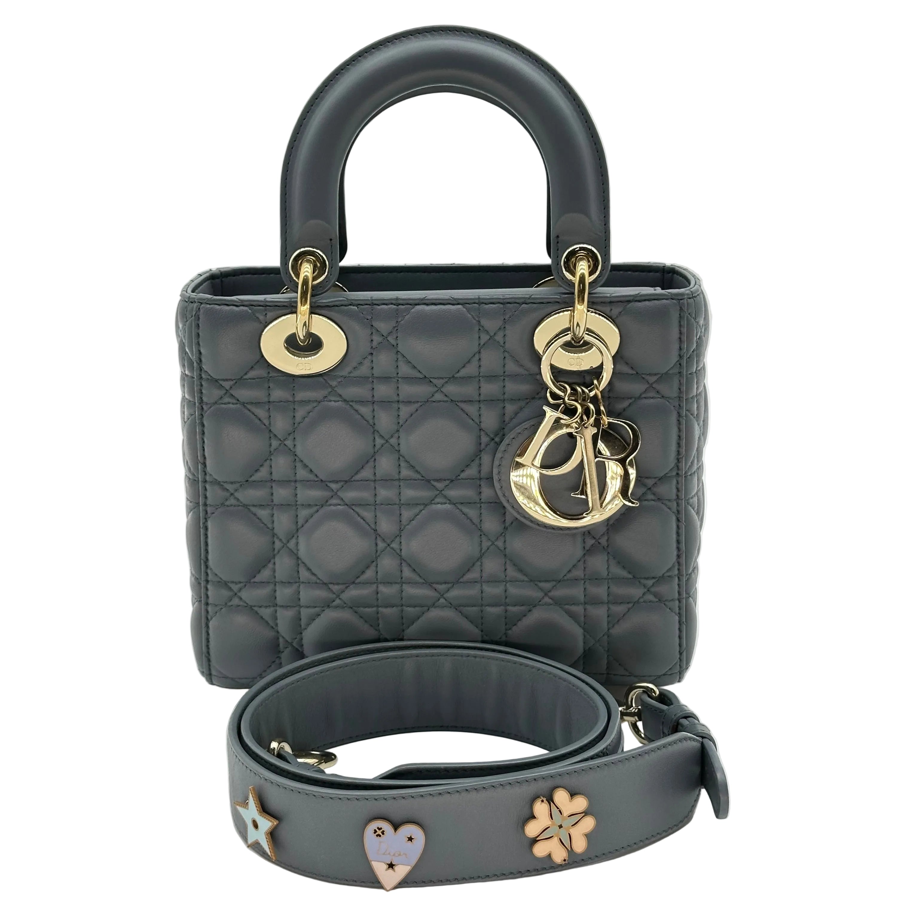 Christian Dior Lambskin Small My ABCDior Lady Dior Grey