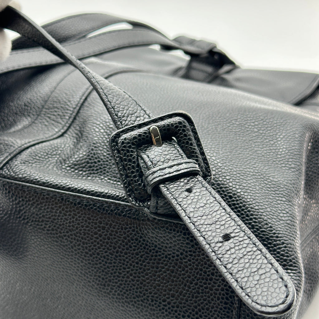 chanel caviar cc backpack black caviar leather