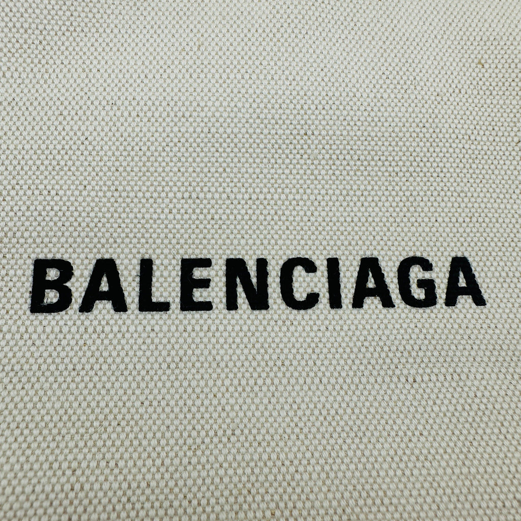 Balenciaga Cotton Canvas and Leather Navy Clip M Beige and Black Clutch Bag
