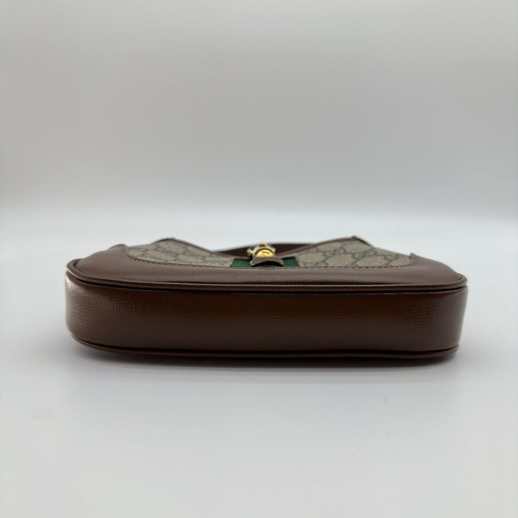 Gucci GG Supreme Jackie 1961 PVC & leather Shoulder bag Beige×Brown 637092