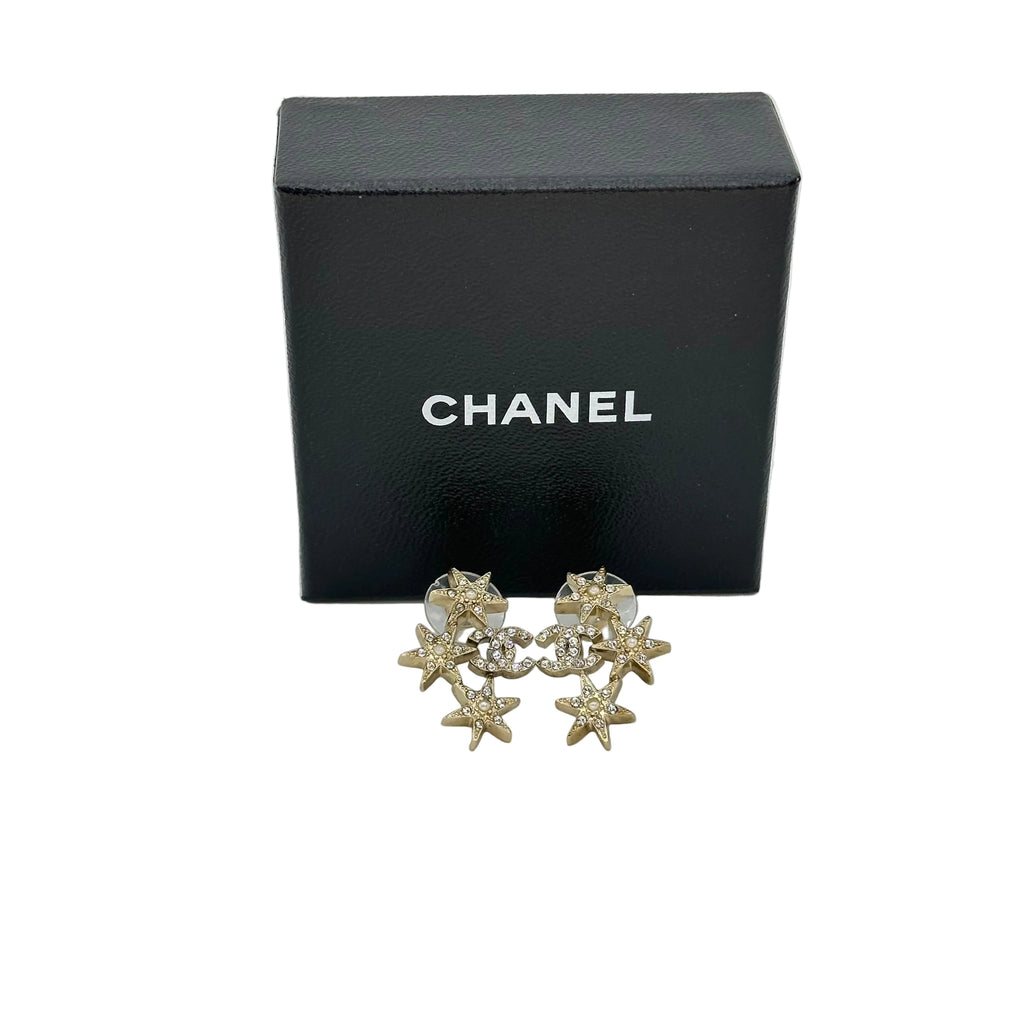Chanel Crystal-Embellished Star Stud Earrings