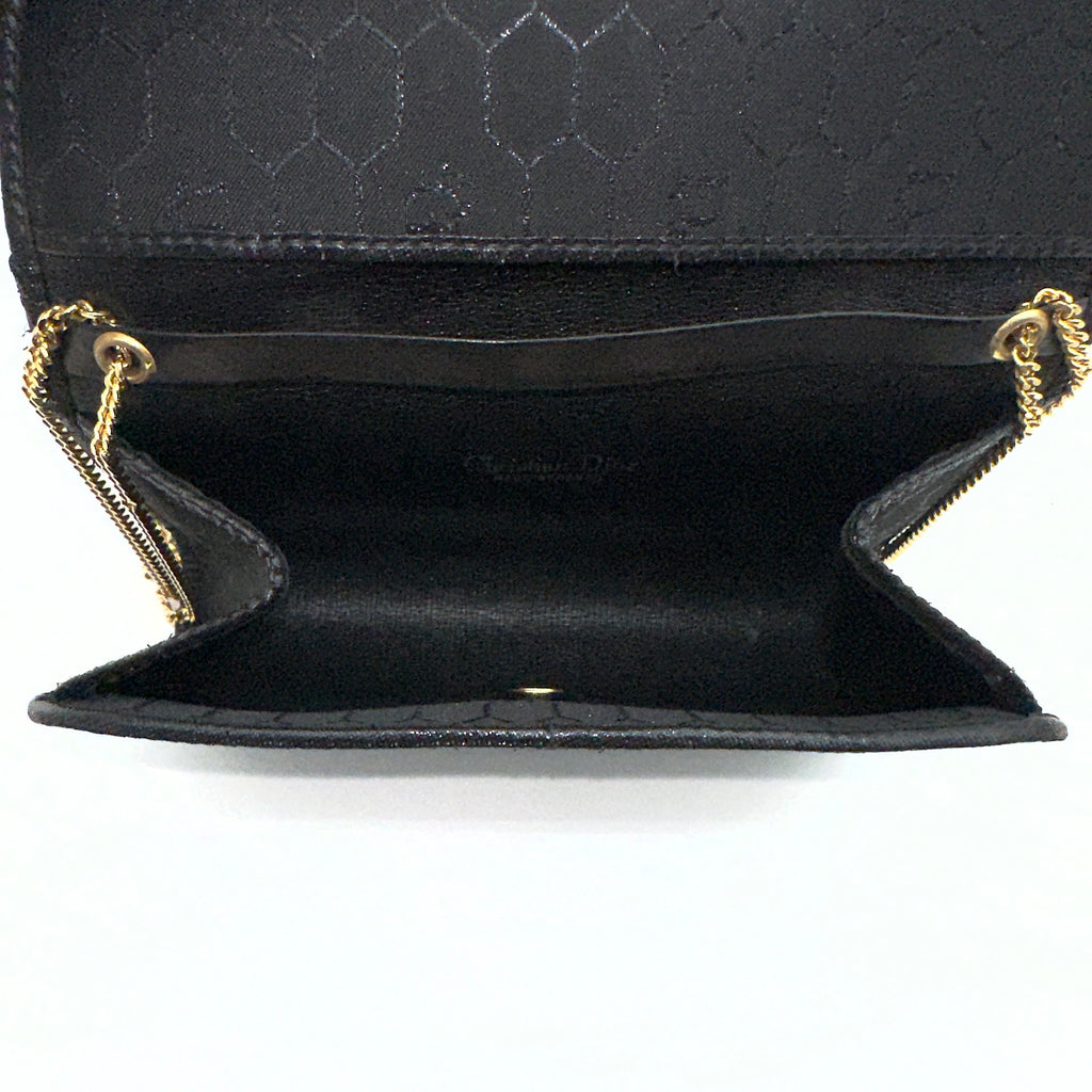 Dior Honeycomb PVC Logo Flap Small Black Chain Shoulder Bag