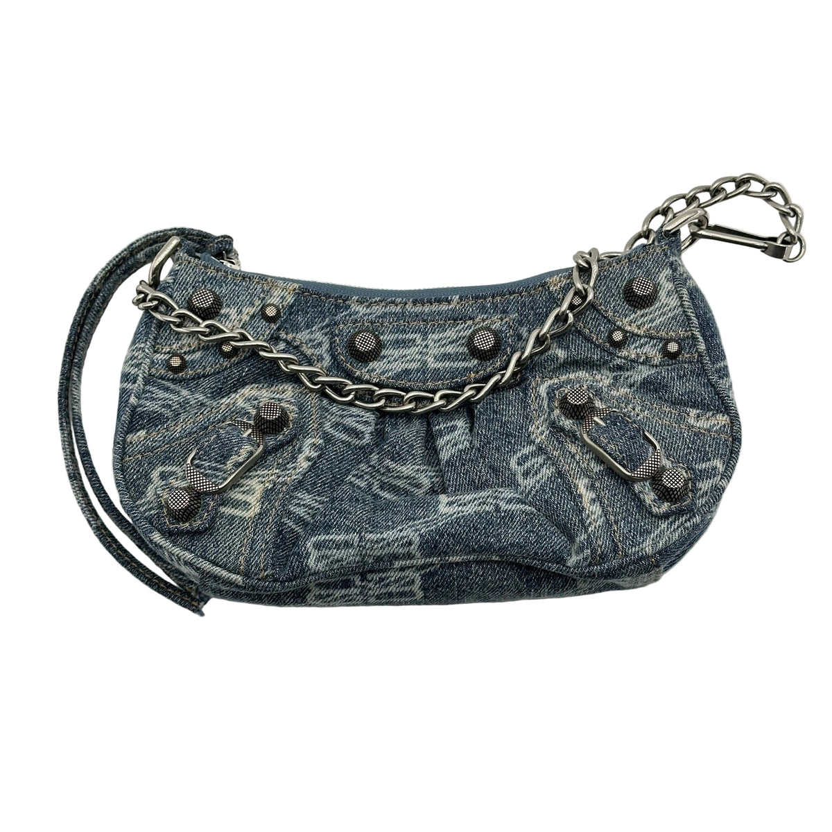 Balenciaga BB Monogram Denim Le Cagole Blue Shoulder Bag