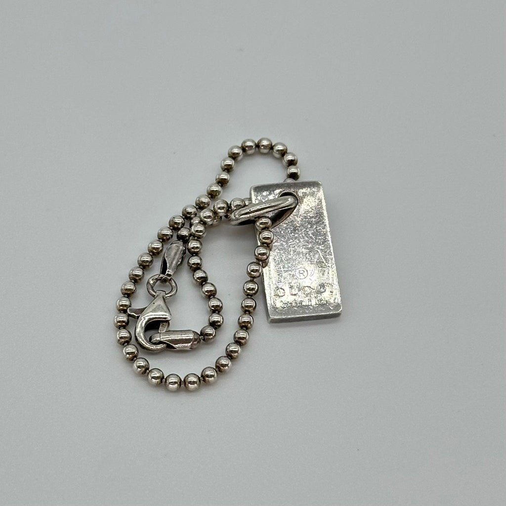 Gucci Silver Plate Ball Chain Bracelet Logo Bracelet