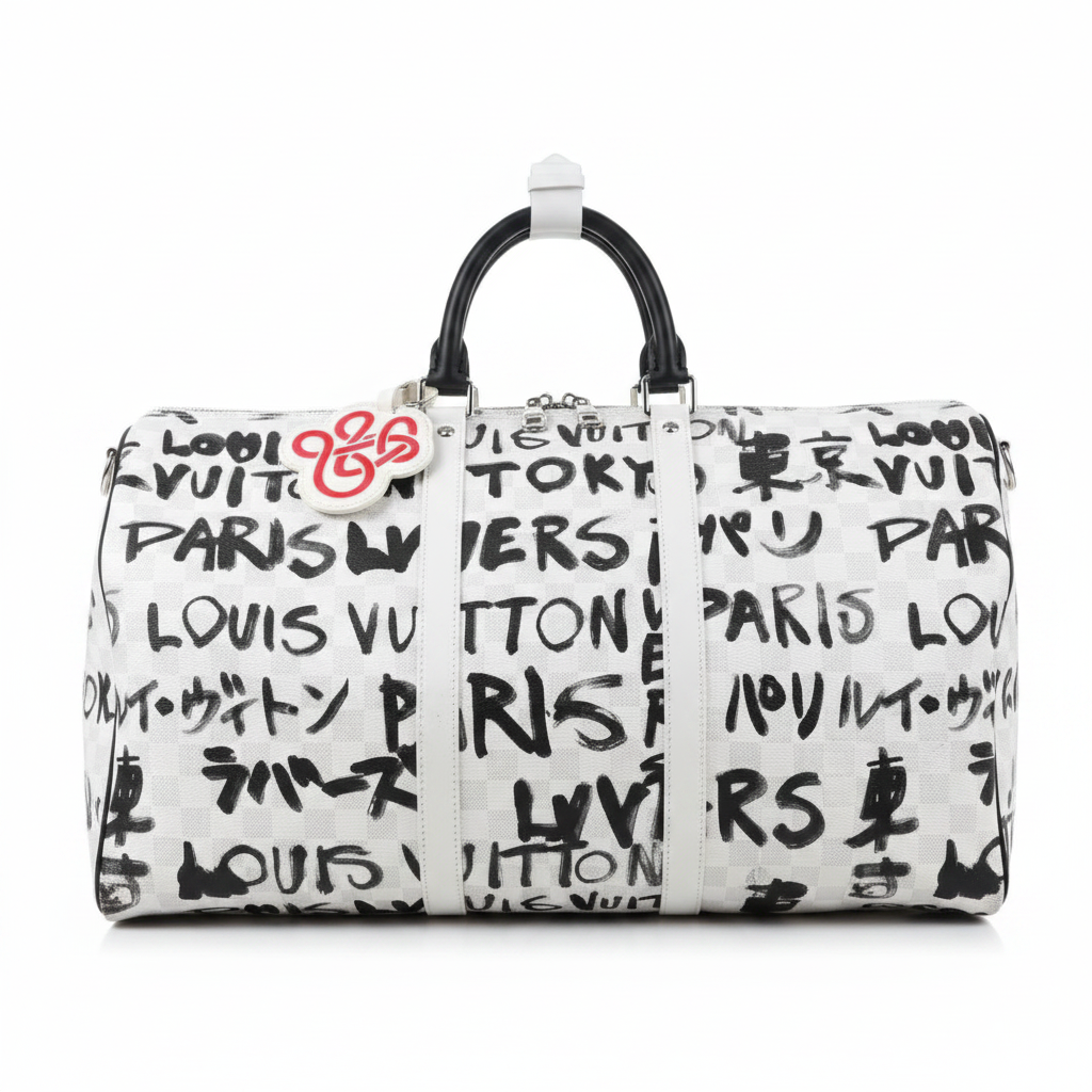 Louis Vuitton Keepall Nigo Collaboration Graffiti Handwritten Style Travel Bag Boston 50 N40804