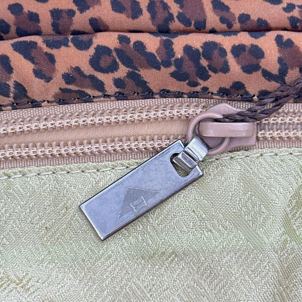 Bottega Veneta Vintage Leopard Print Triangle Logo Flap Shoulder Bag Brown