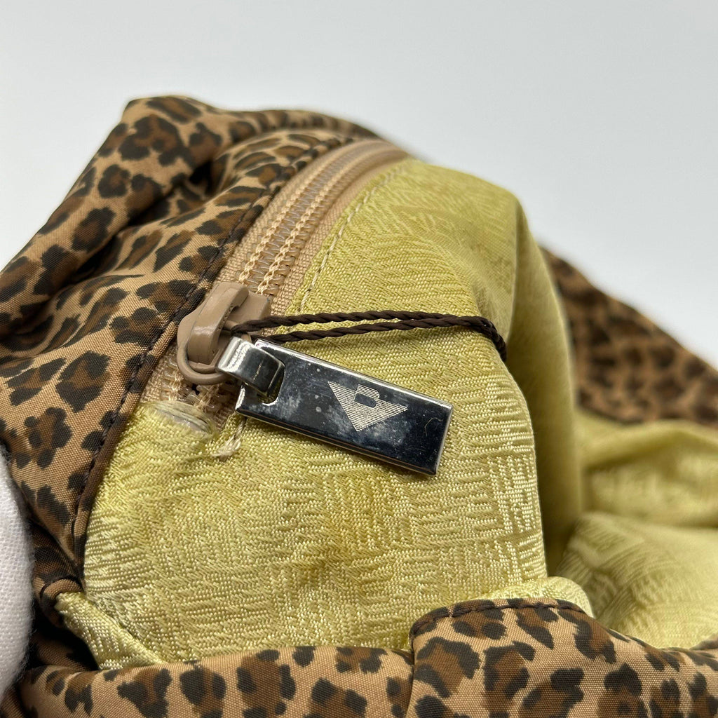 bottega Veneta  nylon leopard print hobo shoulder bag