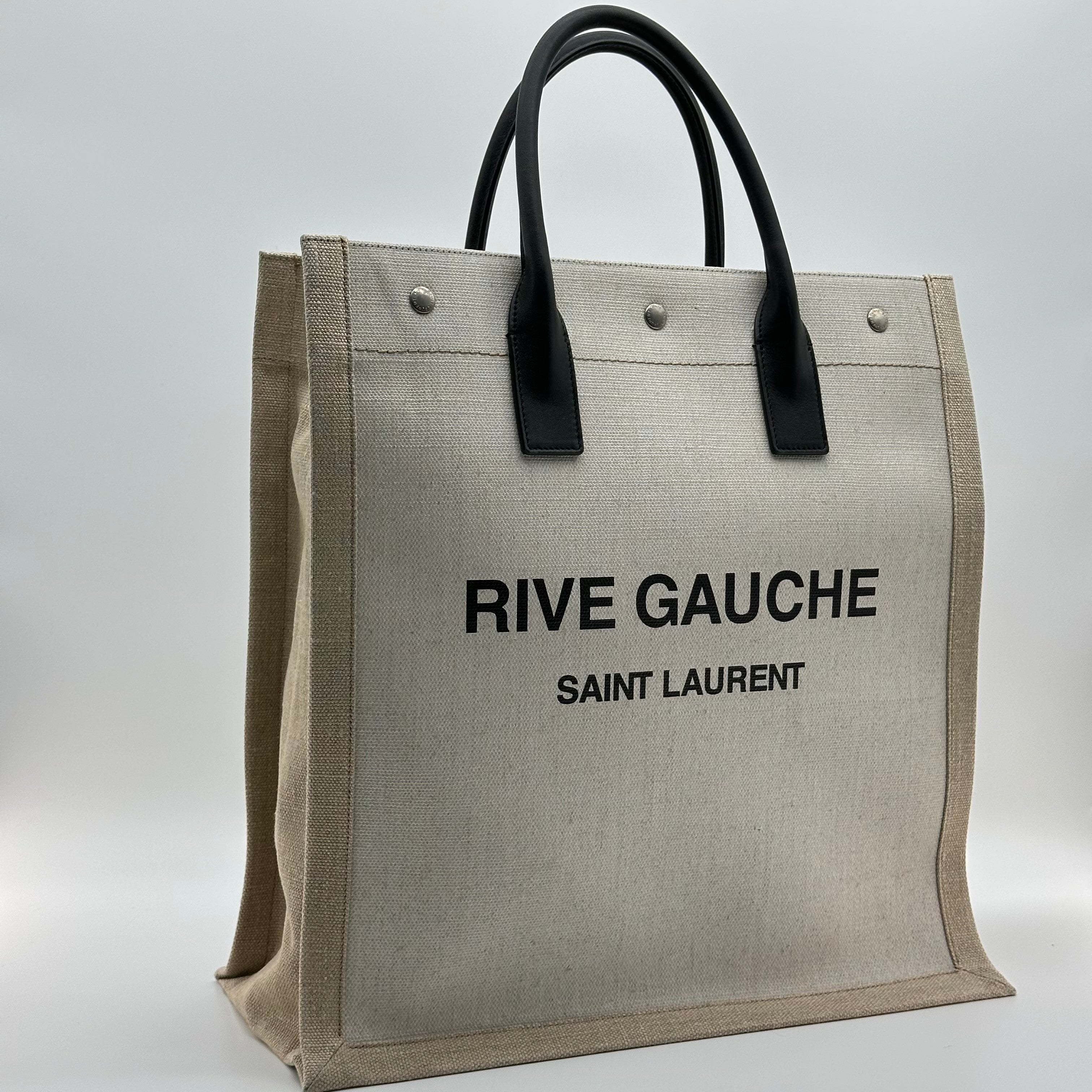 Saint Laurent cream ‘Rive Gauche North/South’ shopper bag